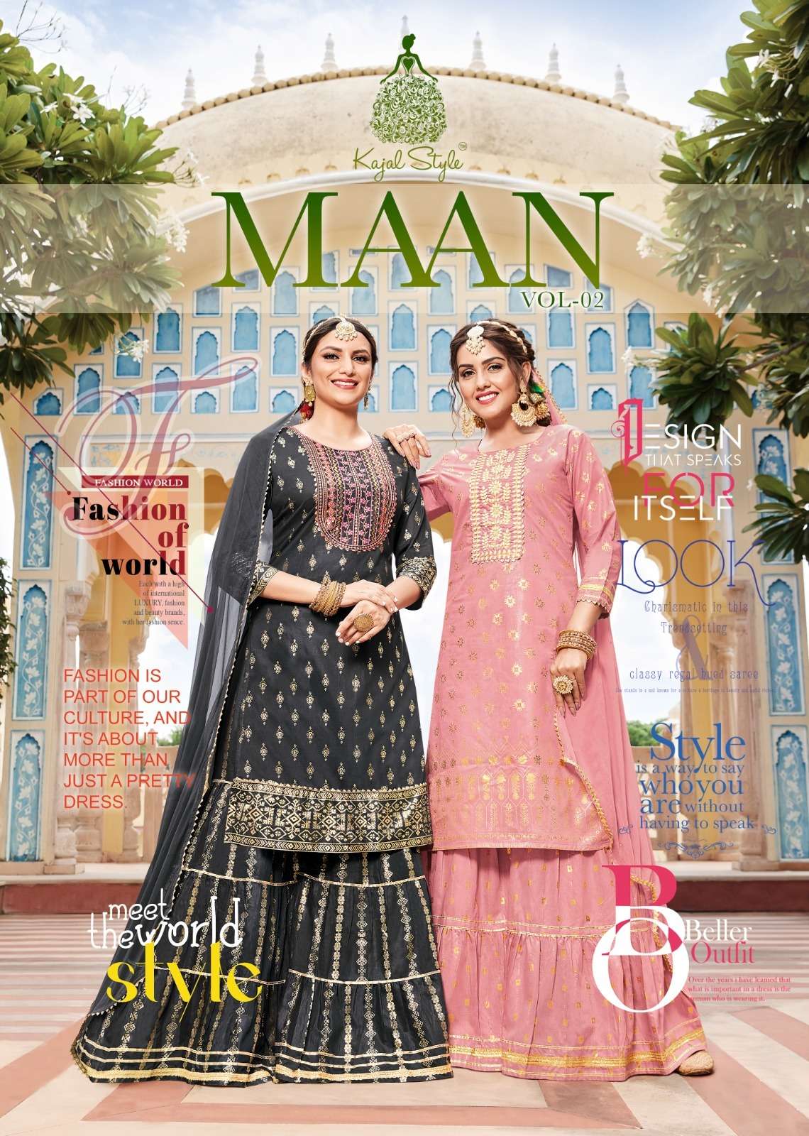 MAAN VOL 2 BY KAJAL STYLE BRAND - CHANDERI PRINT FANCY SEQUENCE EMBROIDERY WORK KURTI WITH CHANDERI ...