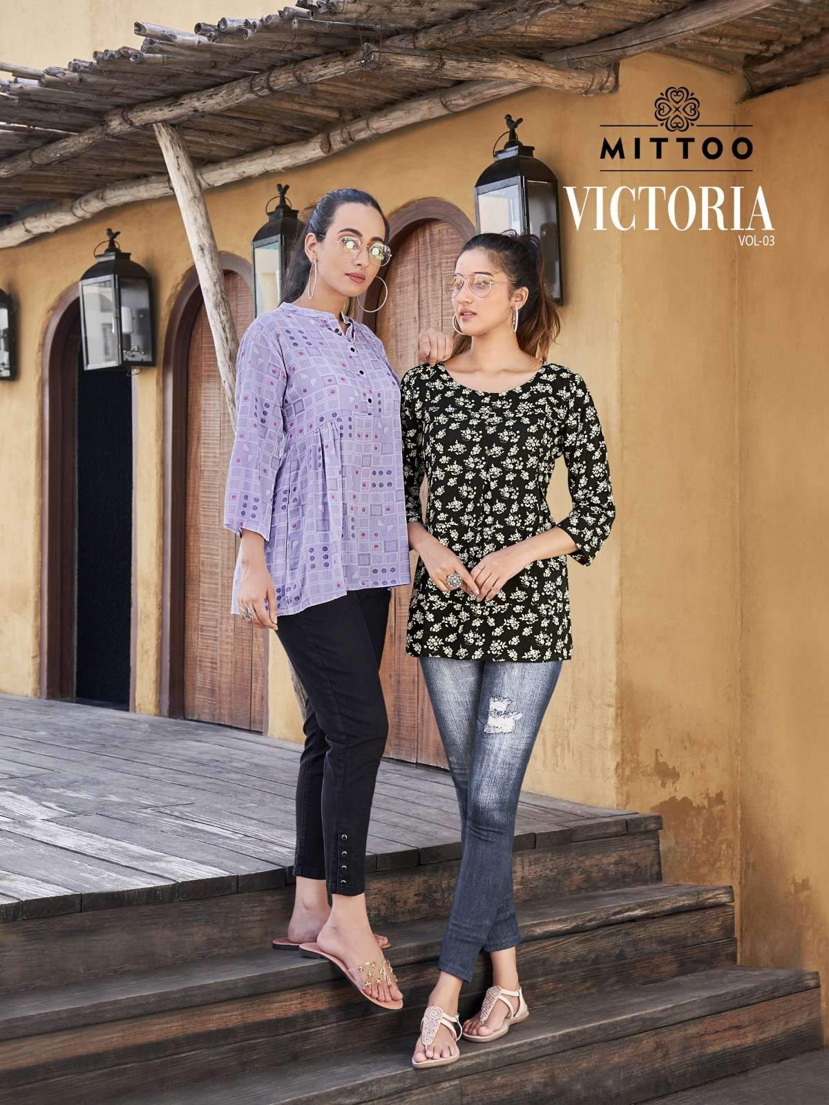 MITTOO- VICTORIA Vol 3-  WRINKLE RAYON PRINT- FANCY SHORT TOP AMD QUE SHORT KURTI  WHOLESALER AND DE...