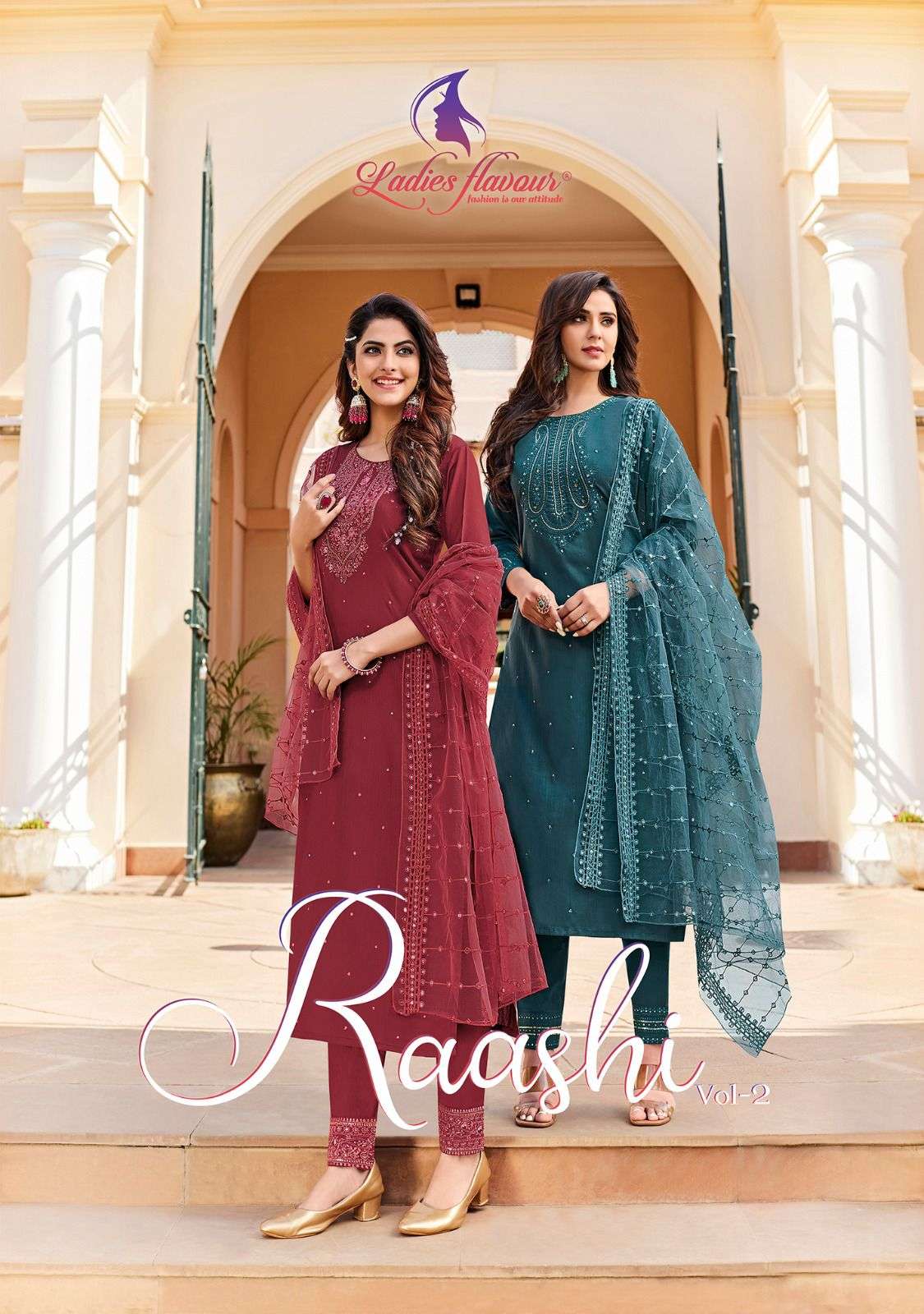 RAASHI VOL 2 BY LADIES FLAVOUR BRAND - FANCY VISCOSE HEAVY EMBROIDERY SEQUNCE WORK KURTI WITH FANCY ...