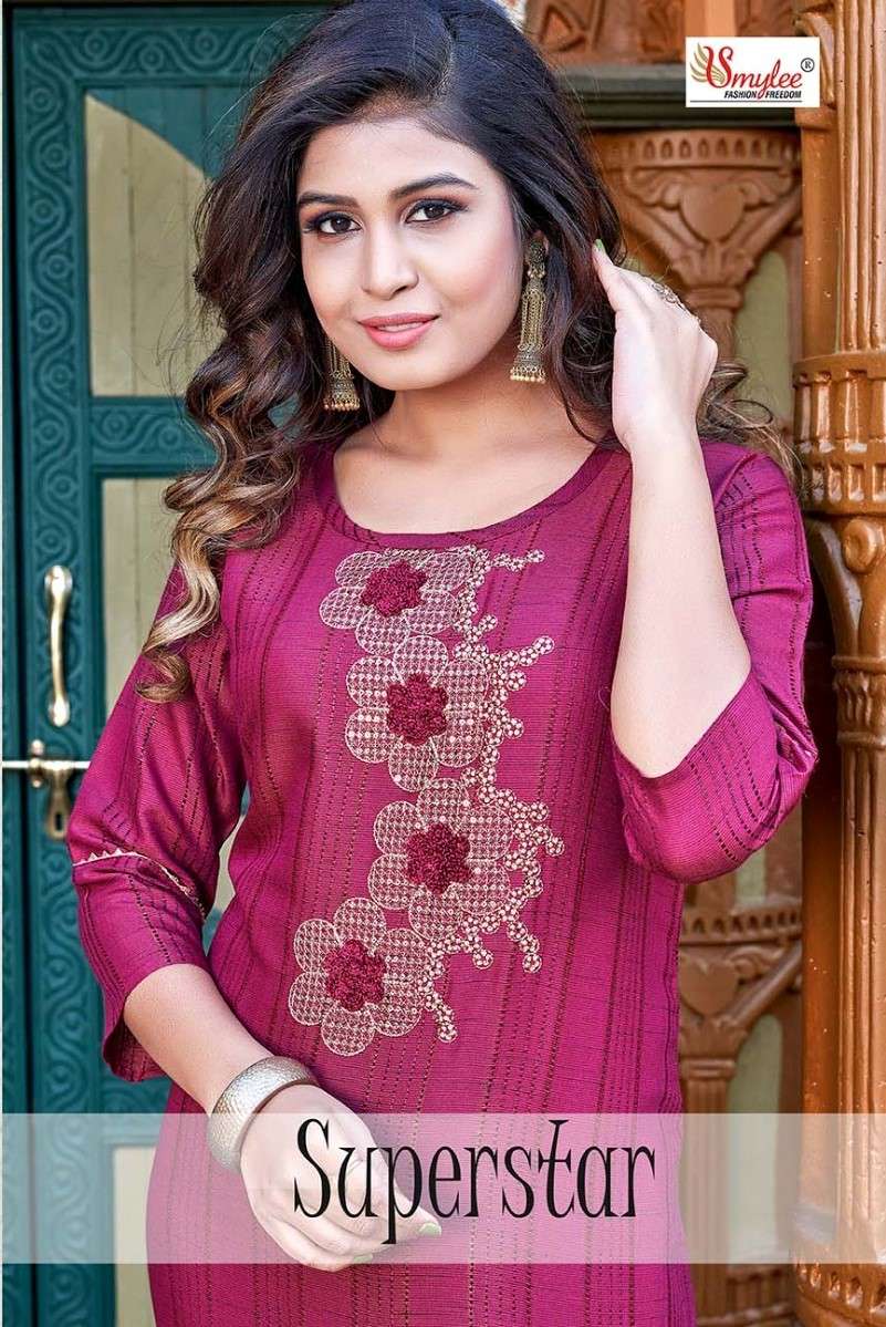 RUNG - SUPERSTAR - LINING RAYON WITH EMBROIDERY WORK KURTI  WHOLESALER AND DEALER
