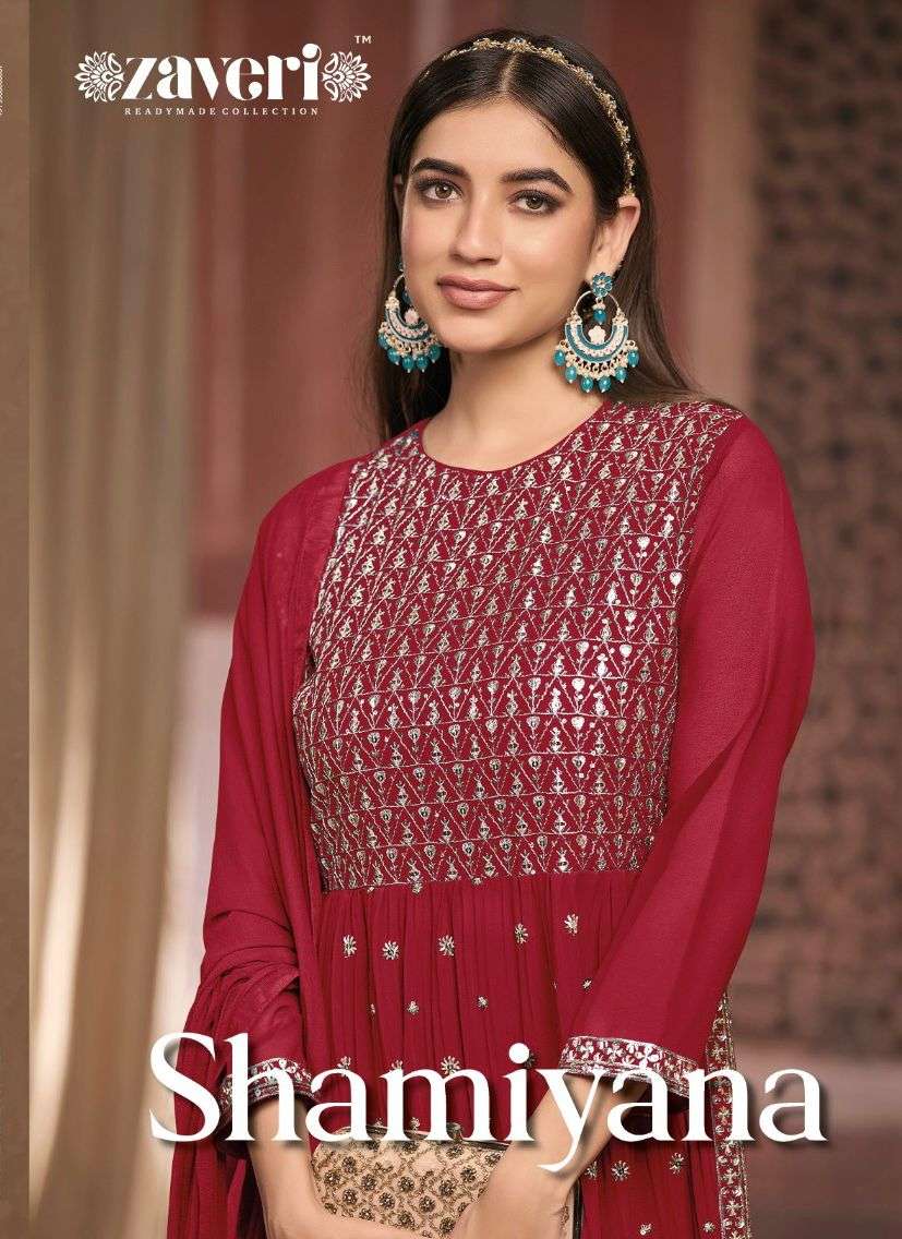 SHAMIYANA BY ZAVERI BRAND - BLOOMING GEORGETTE EMBOIDERY WORK NAYRA CUT KURTI WITH BLOOMING GEORGETT...