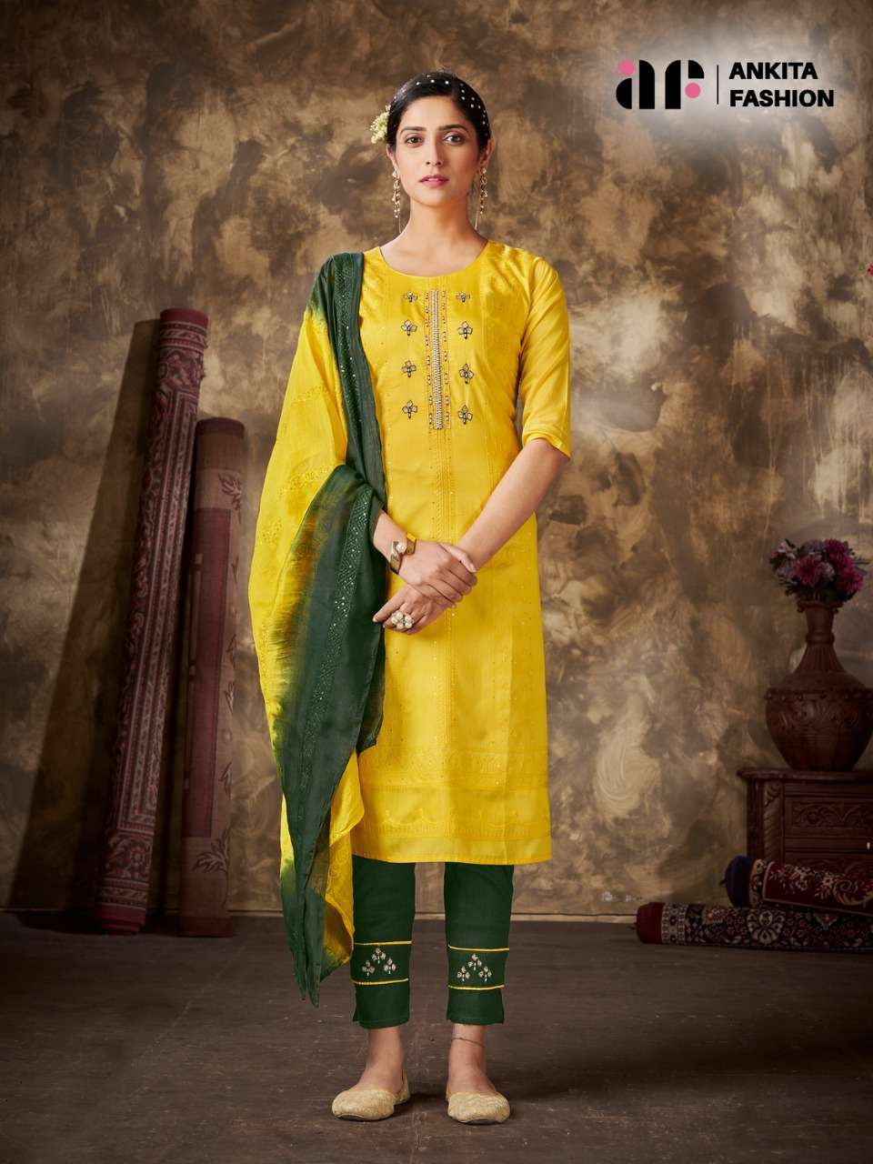 ANKITA KURTI WITH BOTTOM AMD DUPATTA BY ANKITA FASGHION WHOLSALER AND DELAR