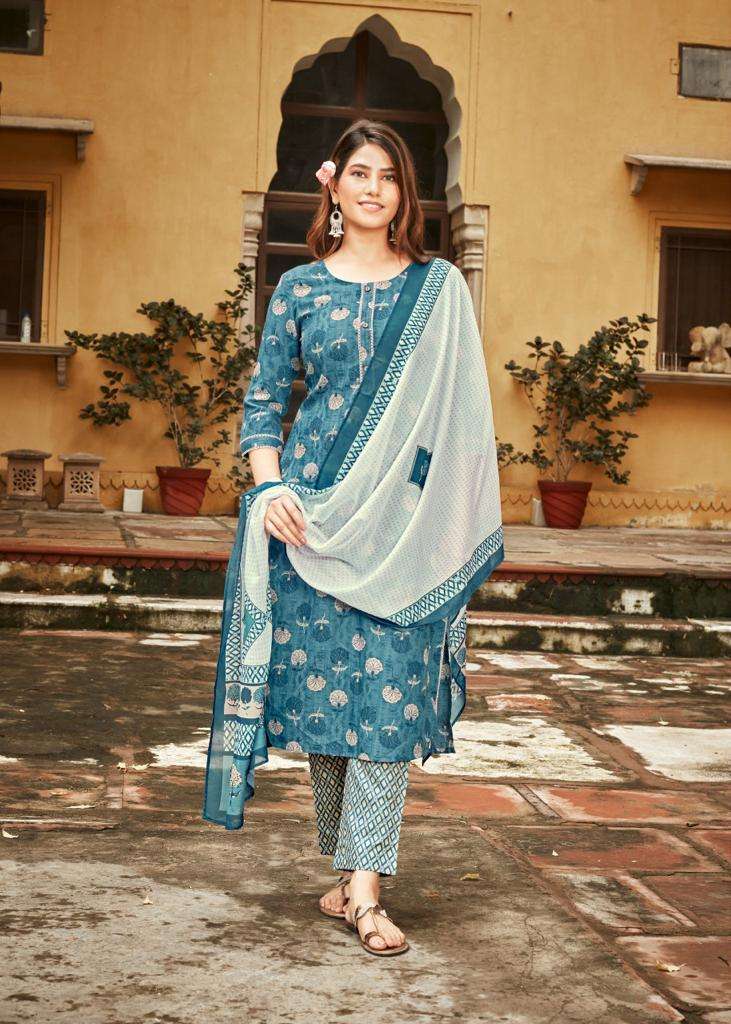 ETHNIC CULTURE VOL 1 TOP WITH BOTTOM AND DUPATTA COTTON REYON BY SYASII WHOLSALER AND DELAR