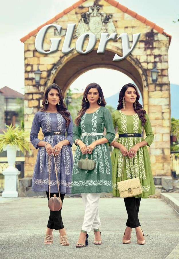  GLORY BY POONAM DESIGNER VISCOSE CORSET WORK PRINATED SHORT KURTI WITH LEATHER BELT WHOLESALER AND ...
