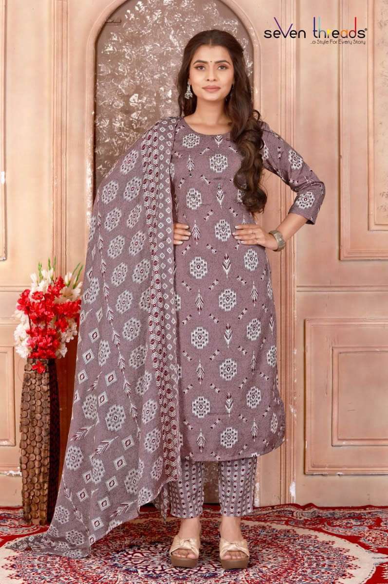 PICK AND CHOOSE RICH COTTON HANDWORK WITH CLASSIC PRINTED KURTI WITH PANT AND DUPATTA BY SEVEN THREA...