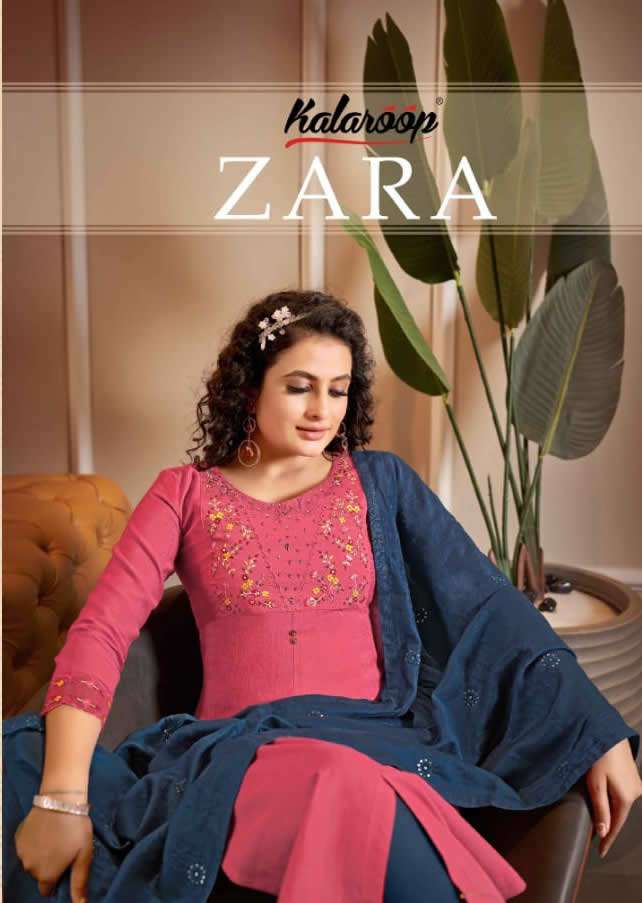 ZARA BY KALAROOP BRAND PRESENTS HEAVY RAYON COTTON EMBOIDARY AND HANDWORK KURTI WITH RAYON PANT AND ...