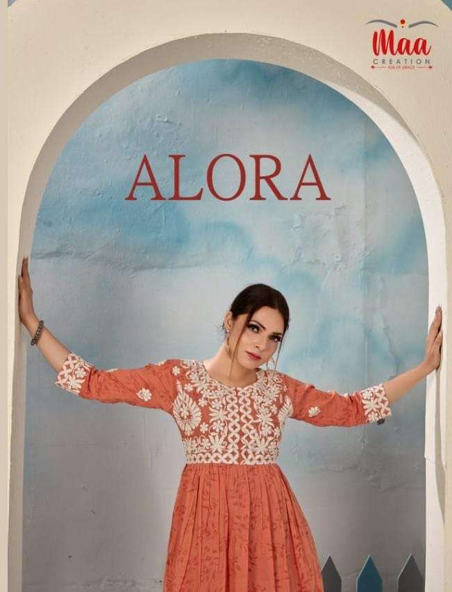 ALORA MUL COTTON PRINT WITH MACHINE EMBROIDERY SHORT TOPS BY MAA CREATIONS BRAND WHOLESALER AND DEAL...