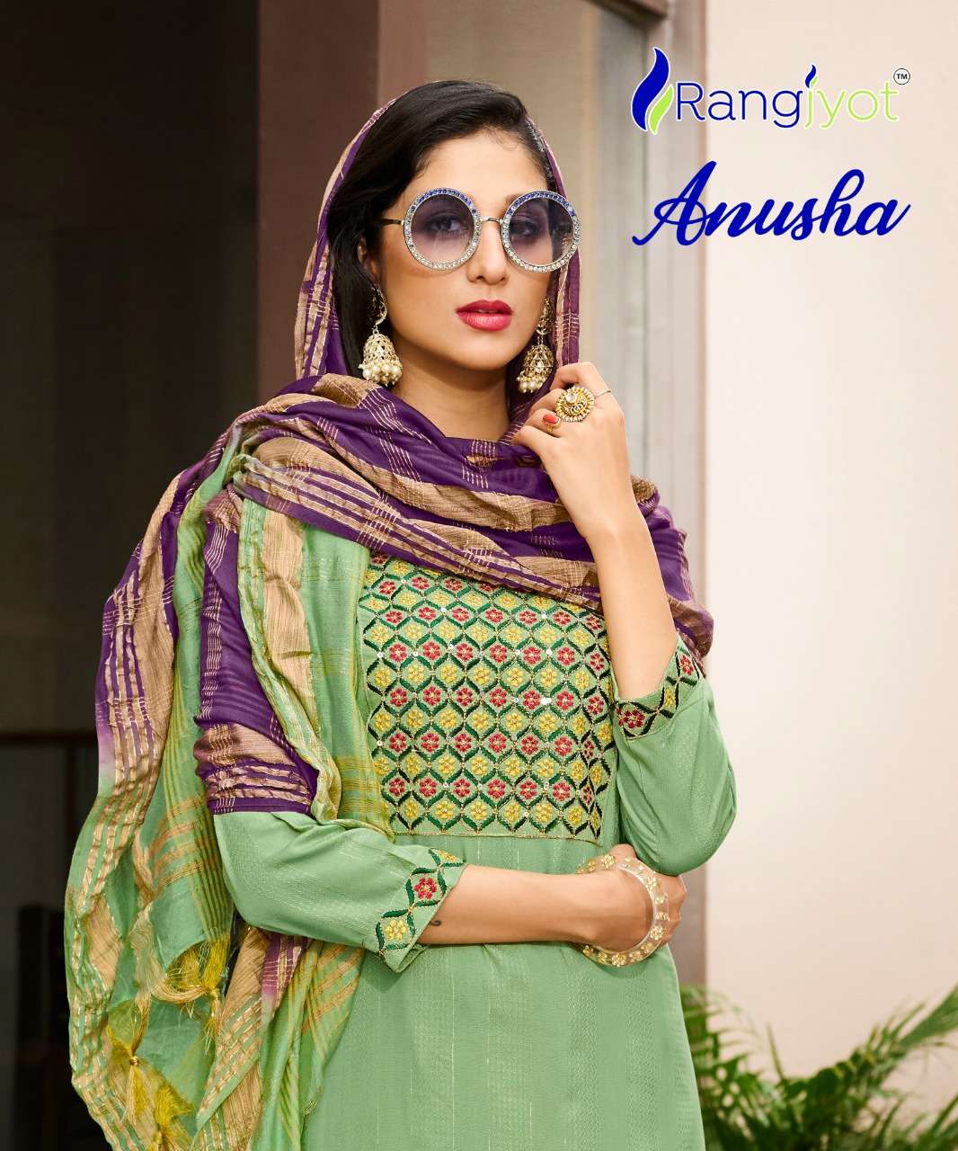 ANUSHA VOL 1 BY RANGJYOT BRAND 14 KG RAYON EMBROIDERY WORK LONG KURTI WITH RAYON SEQUENCE PANT AND C...