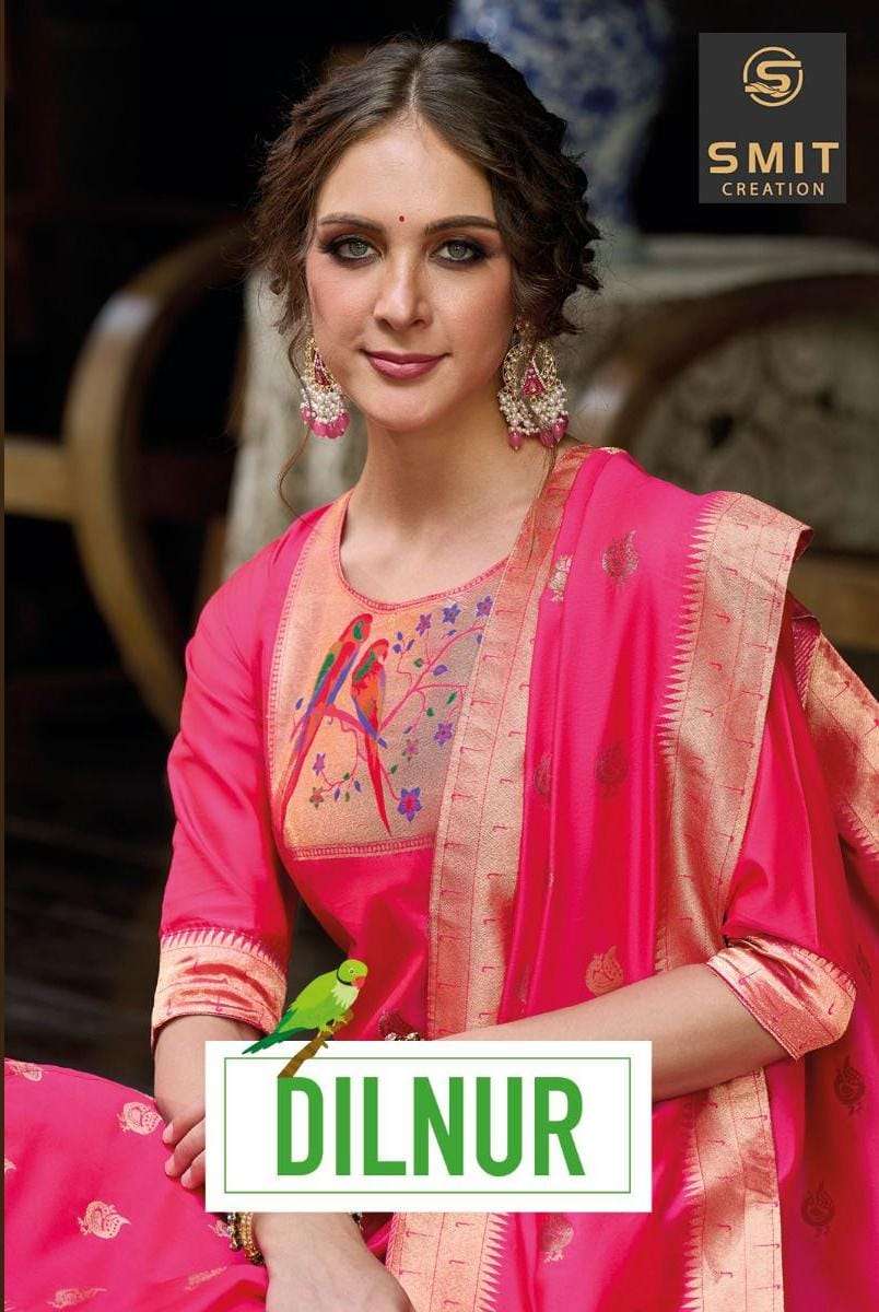 DILNUR PAITHANI PURE TAPELA SILK PAITHANI PATTERN KURTI WITH PANT AND DUPATTA BY SMIT CREATION BRAND...