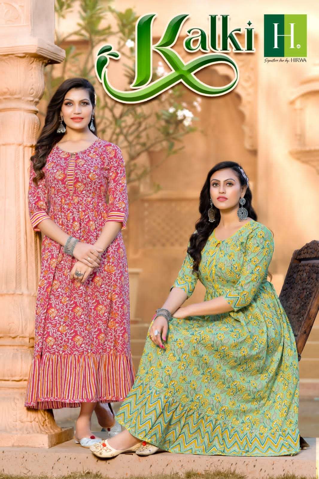 KALKI PURE COTTON CAMBRIC 60:60 JAIPURI PRINTS LONG GOWN BY H.DOT(HIRWA) WHOLESALER AND DEALER