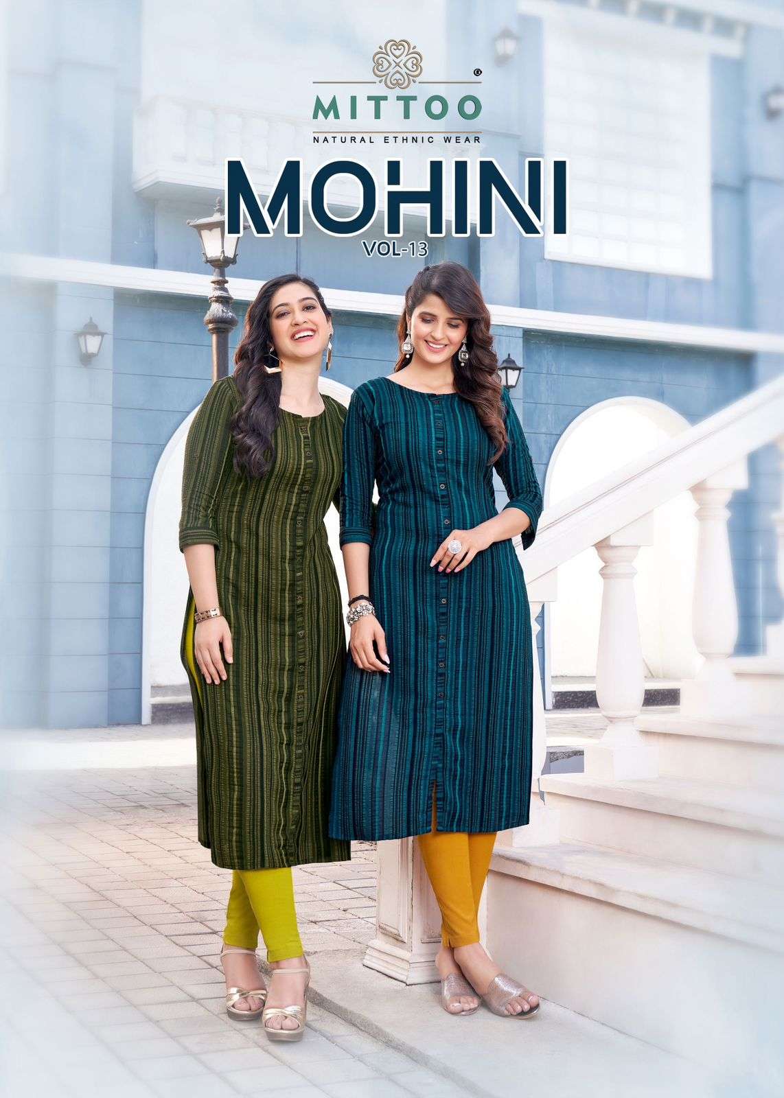 MOHINI VOL 13 WEAVING STRIPS STARIGHT KURTI WITH RAYON SLUB LYCRA PANT BY MITTOO BRAND WHLESALER AND...