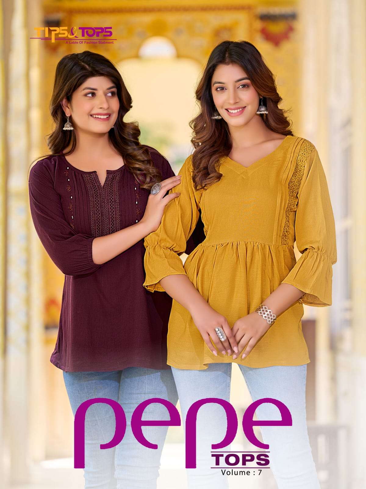 PEPE VOL 7 REYON WRINKLE FANCY SHORT TOPS WITH EXTRAORDINARY PATTERNS AND LACE WORK BY TIPS AND TOPS...