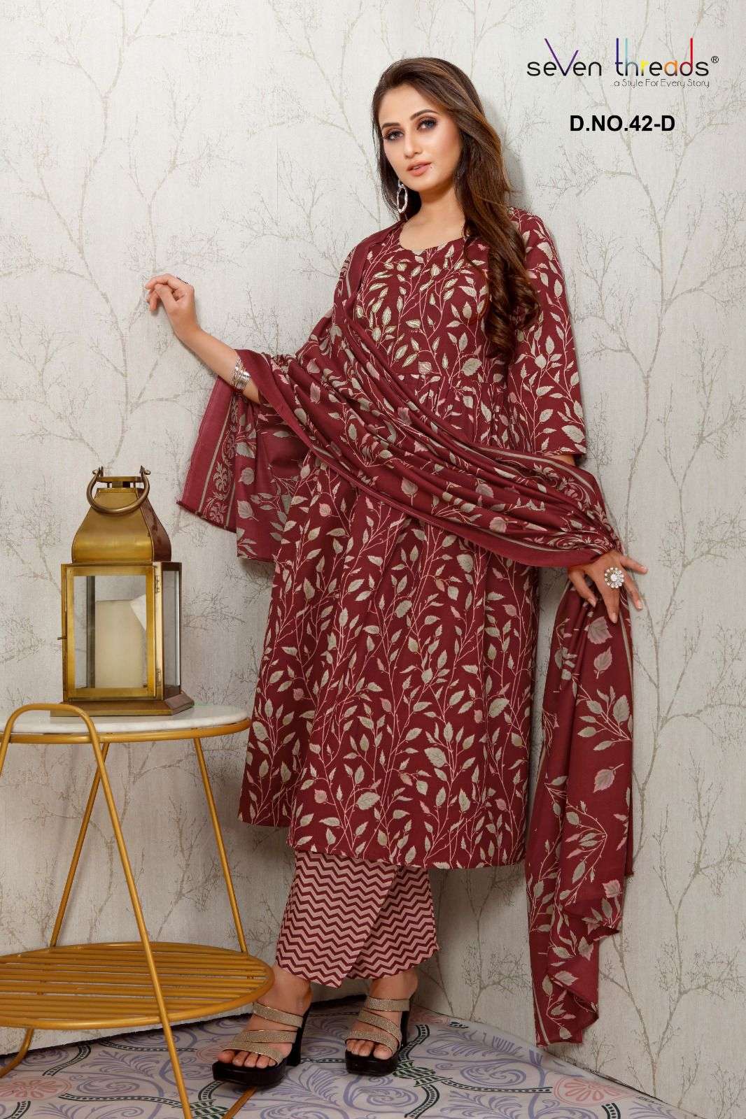PICK AND CHOOSE VOL 3 RICH COTTON HANDWORK WITH NYRA PRINTED KURTI WITH PLAZZO AND DUPATTA BY SEVEN ...