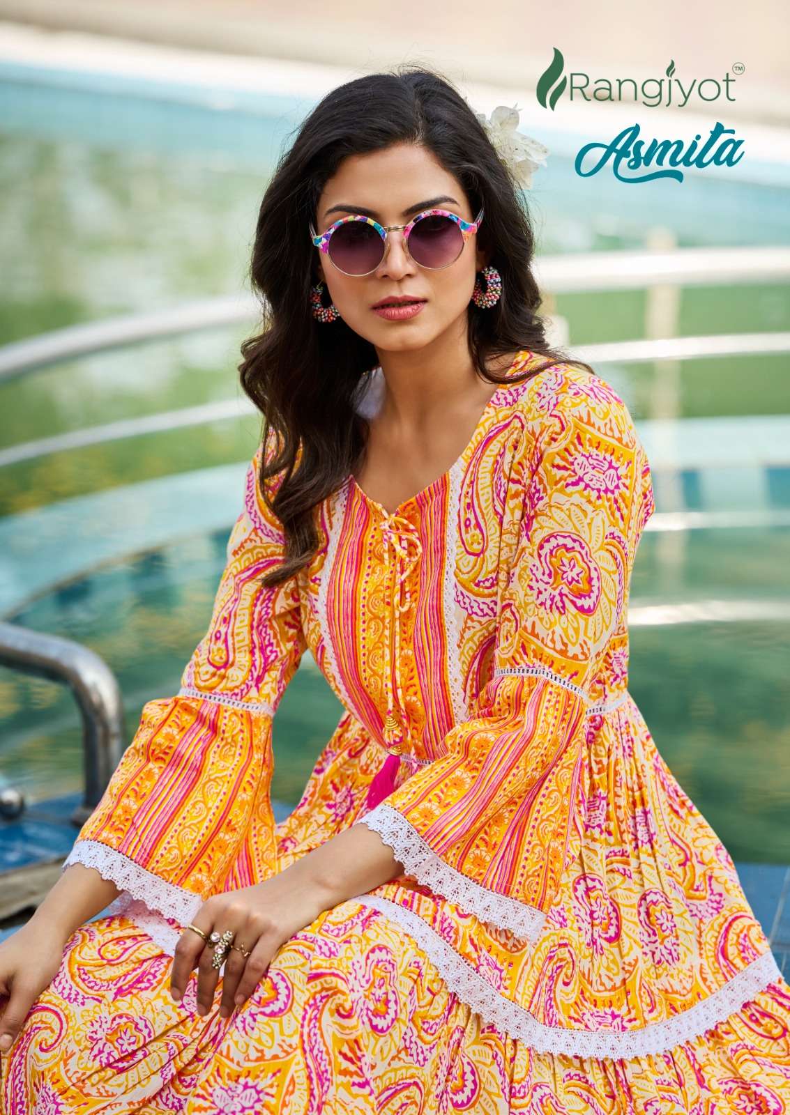 ASMITA PURE SOFT COTTON PRINT FANCY TUNICS WITH COTTON LACE BY RANGJYOT BRAND WHOLESALER AND DEALER