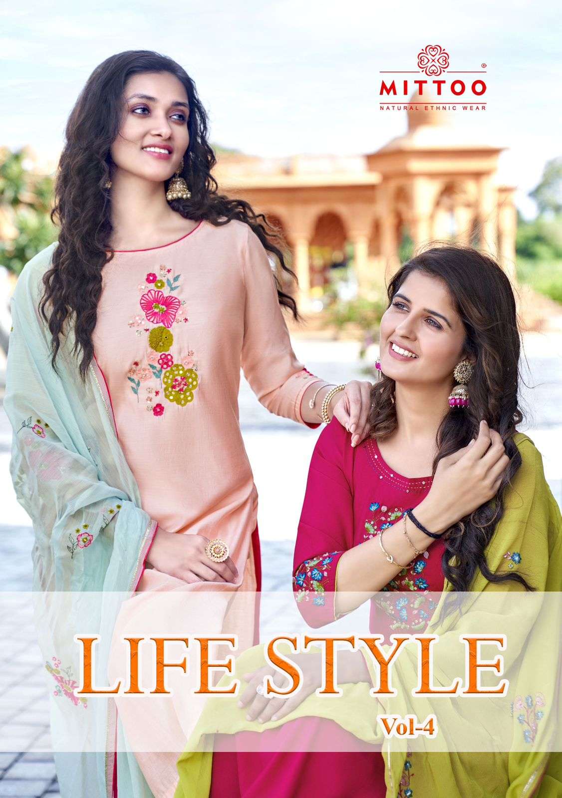 LIFE STYLE VOL 4 VISCOSE WEAVING KURTI WITH PANT AND VISCOSE CHANDERI WITH WORK DUPATTA BY MITTOO BR...