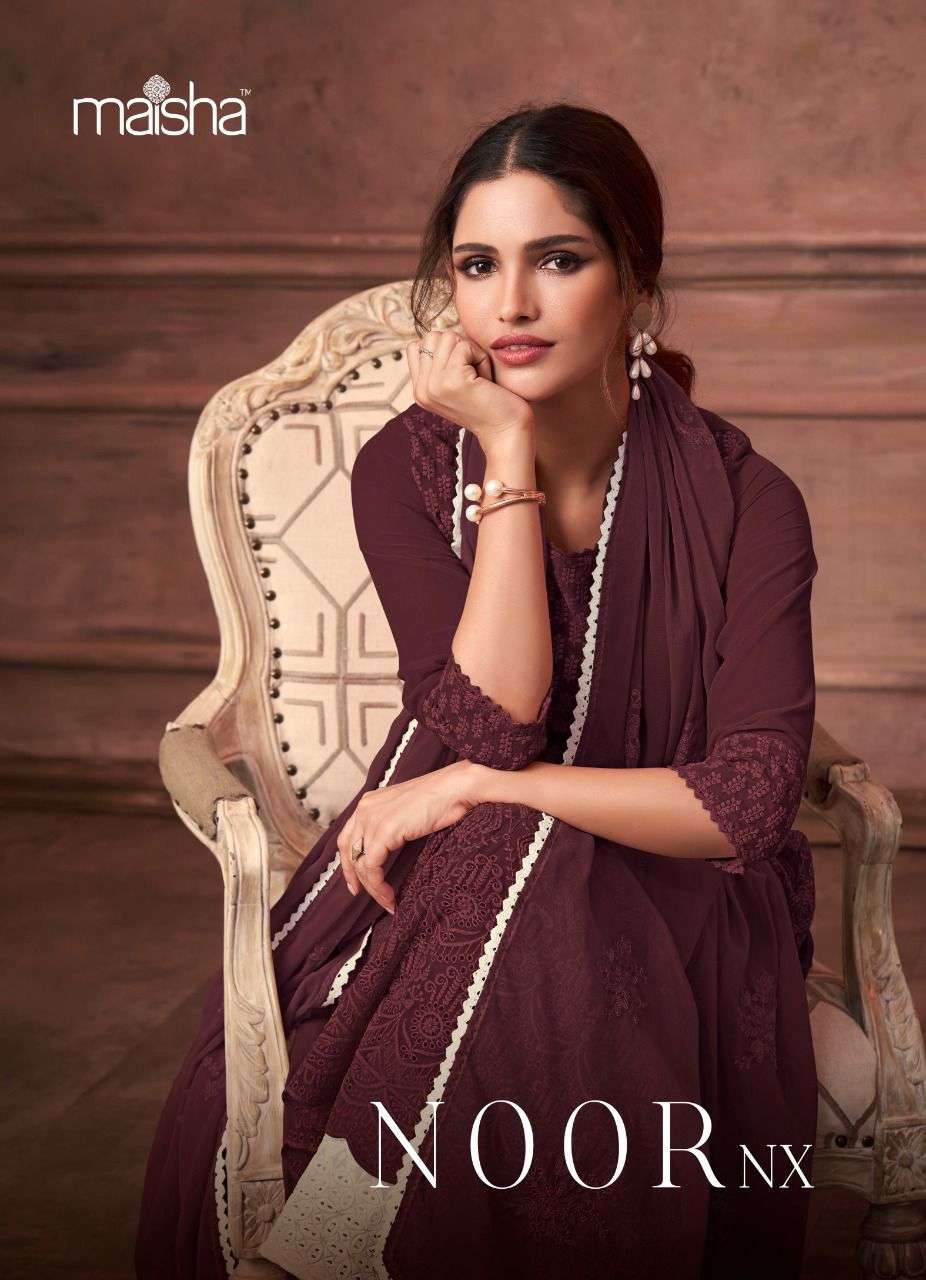 NOOR HEAVY PURE GEORGETT WITH FULL LAKHNAVI WORK KURTI WITH PLAZZO AND DUPATTA BY MAISHA BRAND WHOLE...