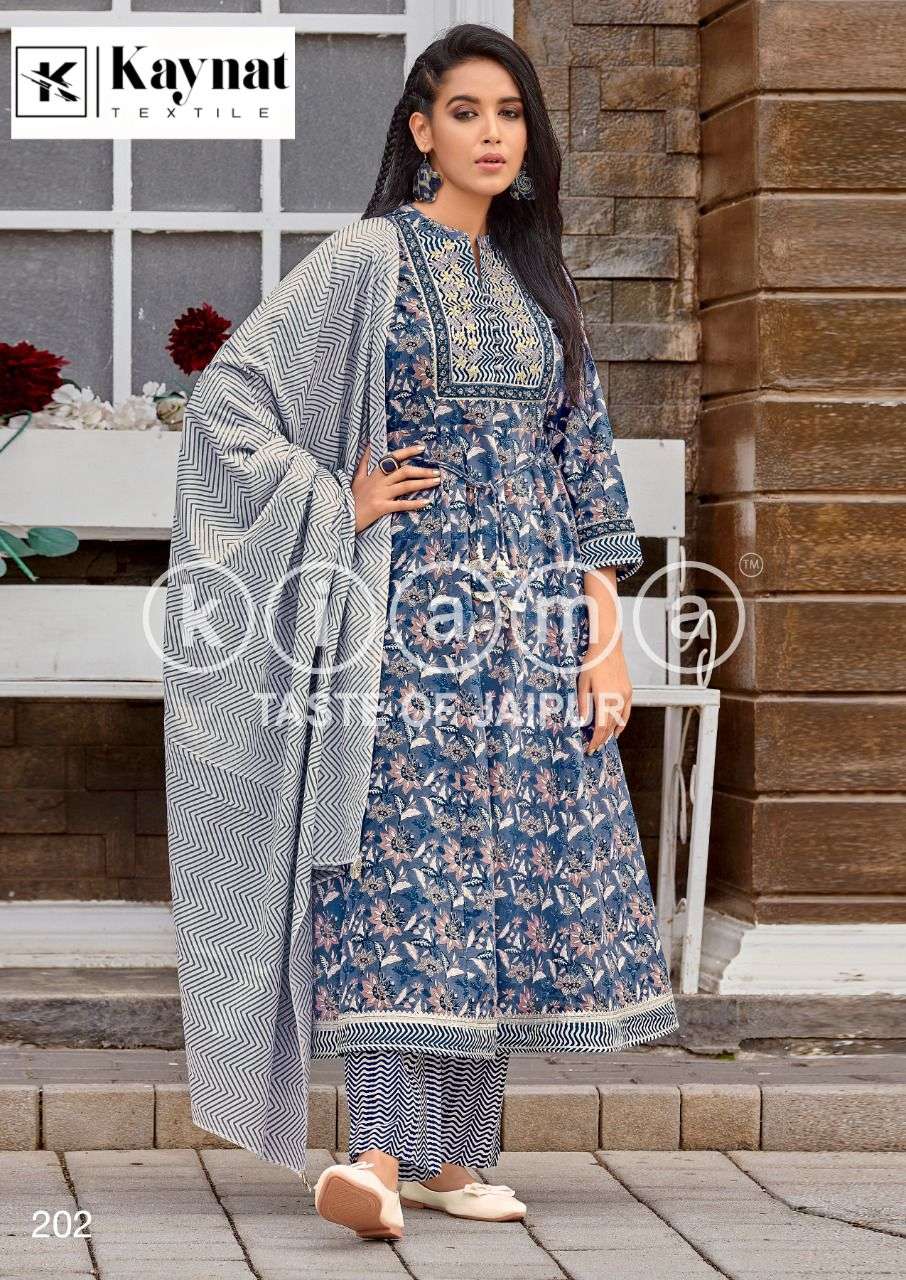 PICK N CHOOSE COTTON JAIPURI PRINTED KURTI WITH PANT AND DUPATTA BY KIAMA BRAND WHOLESALER AND DEALE...