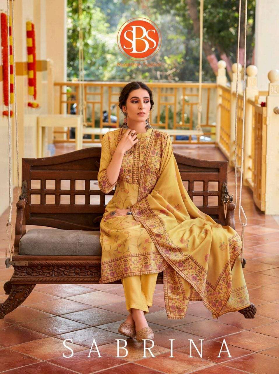SABRINA TUSSER SILK FANCY WORK KURTI WITH SANTOON PANT AND DUPATTA BY SBS BRAND WHOLESALER AND DEALE...