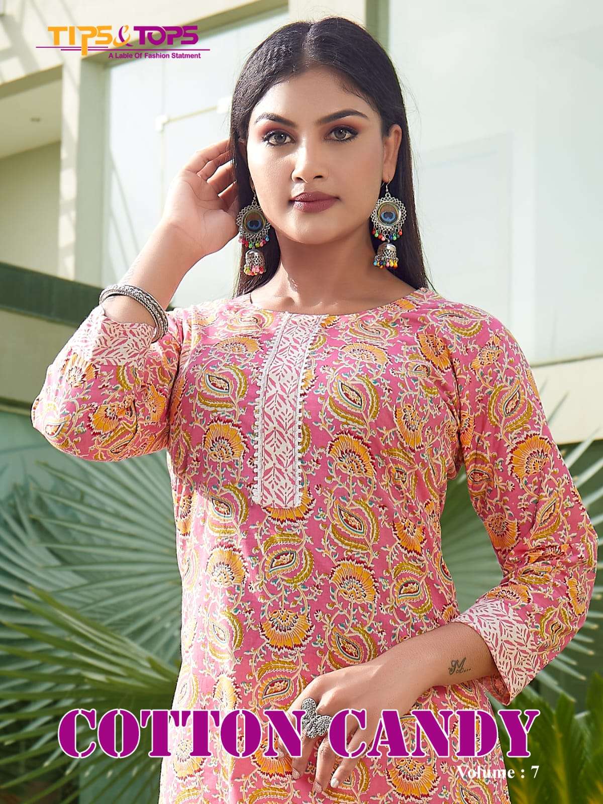 COTTON CANDY VOL 7 COTTON PRINT STITCHING PATTERN CASUAL KURTI WITH PANT BY TIPS AND TOPS BRAND WHOL...