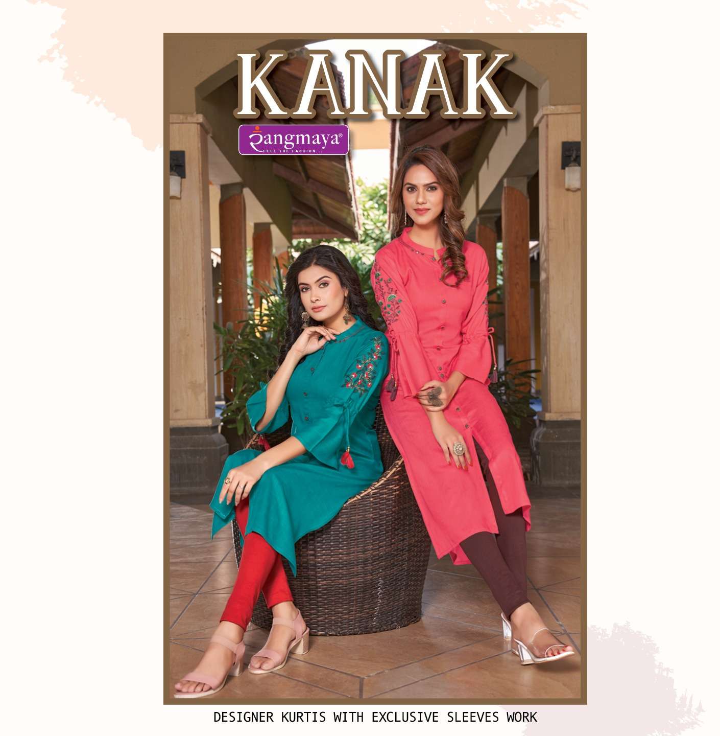 KANAK RAYON SLUB EMBROIDERY WORK CASUAL KURTI BY RANGMAYA BRAND WHOLESALER AND DEALER