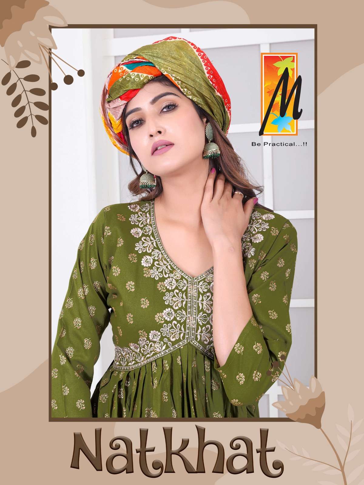 NATKHAT REYON PRINTED SEQUENCE WORK ALIA CUT KURTI WITH PANT AND MULTI COLOUR CRUSH PRINTED DUPATTA ...