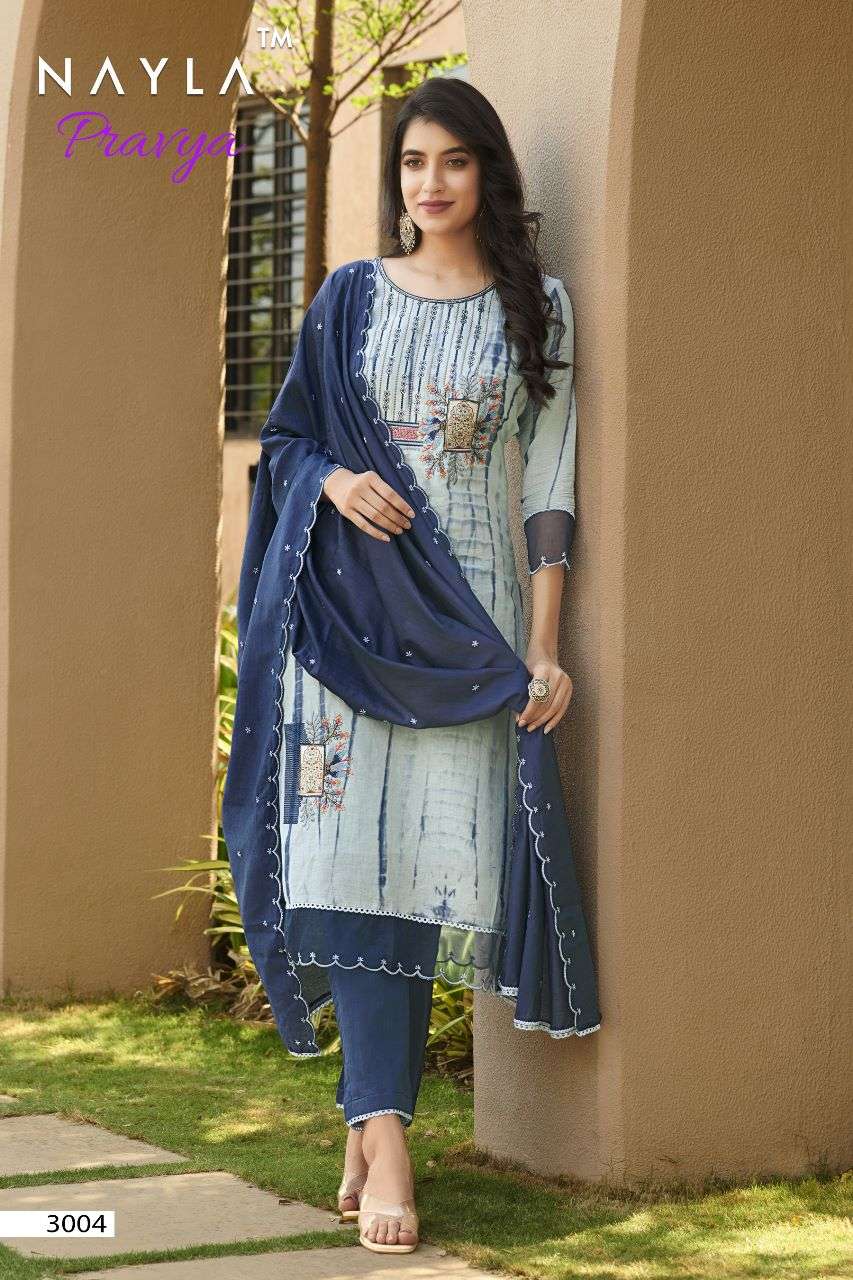 PRAVYA PURE MUL SHIBORI WORK KURTI WITH PANT AND CHANDERI CUTWORK DUPATTA BY NAYLA BRAND WHOLESALER ...