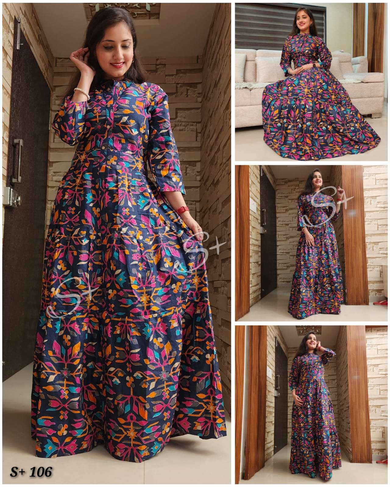 SPLUS GOWN KURTI DESIGNER COTTON PRINTED GOWN BY SPLUS BRAND WHOLESALER AND DEALER