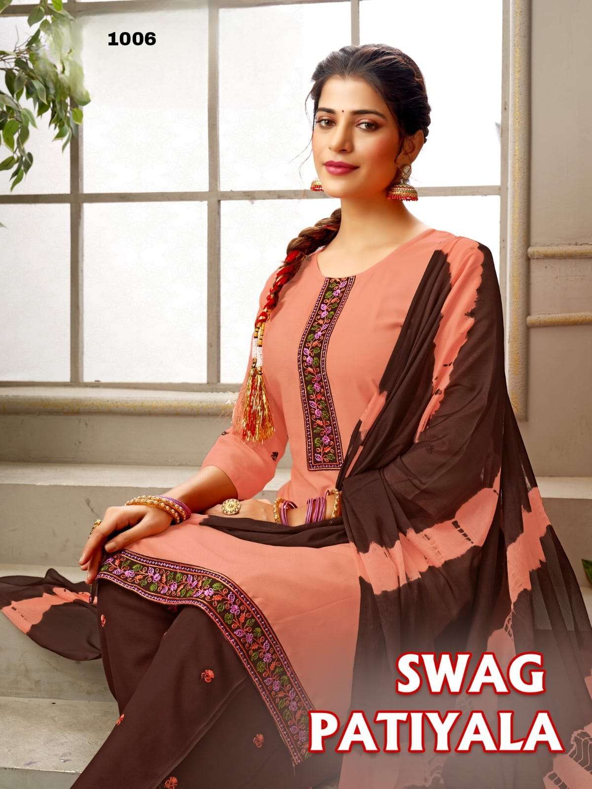 SWAG PATIYALA RAYON EMBROIDERY WORK KURTI WITH PATIYALA AND SHIBORI DUPATTA BY S3FOREVER BRAND WHOLE...