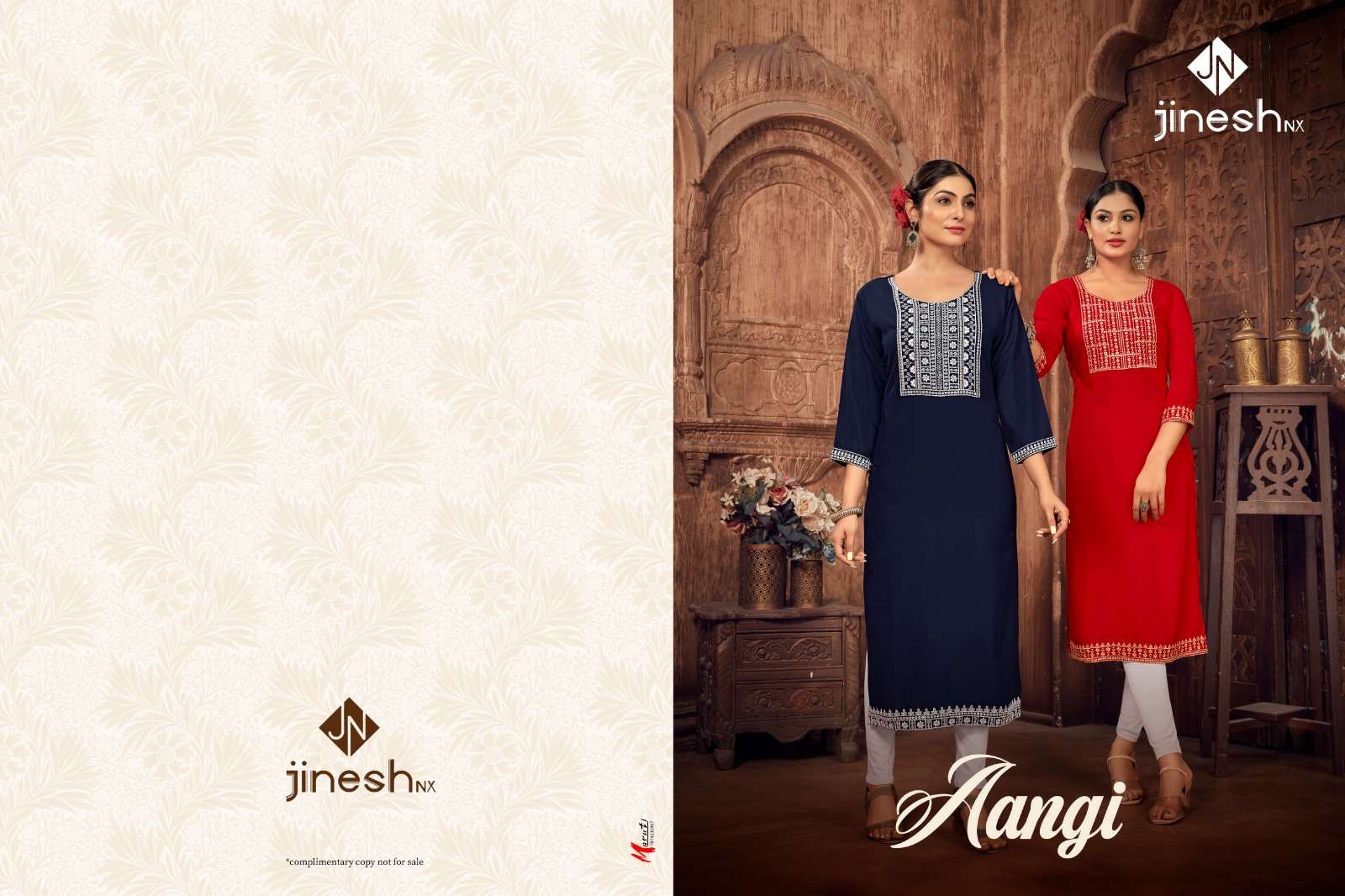 AANGI 14KG RAYON KURTI WITH EMBROIDERY WORK BY JINESH NX BRAND WHOLESALER AND DEALER