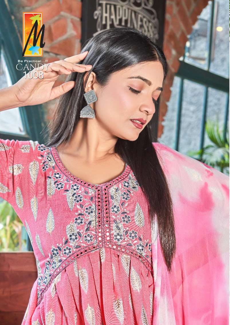 CANDY ALIYA CUT TWO TONE PRINT EMBROIDERY WORK KURTI WITH PANT AND DUPATTA BY MASTER BRAND WHOLESALE...