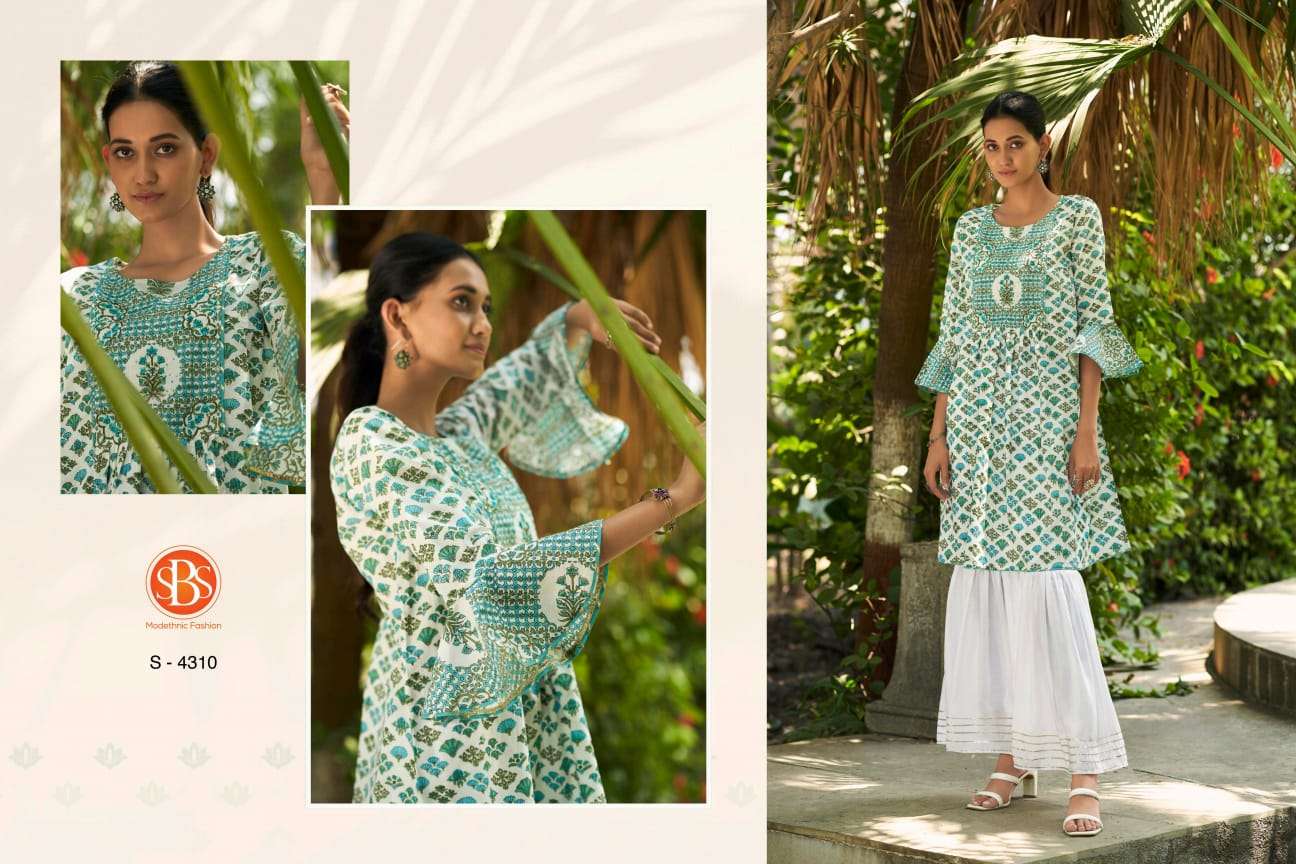 DARSHITA COTTAN KURTI WITH MASLINE SHARARA BY SBS BRAND WHOLESALER AND DEALER