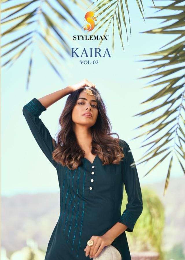 KAIRA VOL 2 HEAVY COTTON DIDE EMBROIDERY WORK KURTI WITH COTTON CHEX PANT BY STYLEMAX BRAND WHOLESAL...