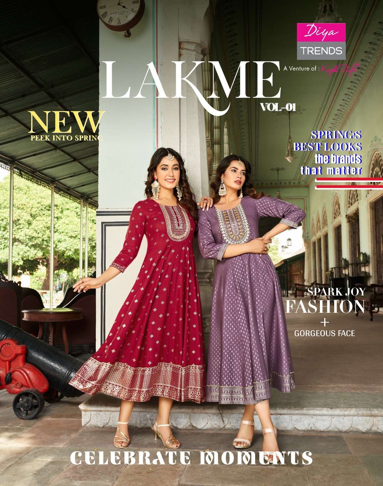 LAKME VOL 1 RAYON FOIL PRINT EMBOIDERY WORK DESIGNER GOWN STYLE KURTI BY DIYA TRENDS BRAND WHOLESALE...