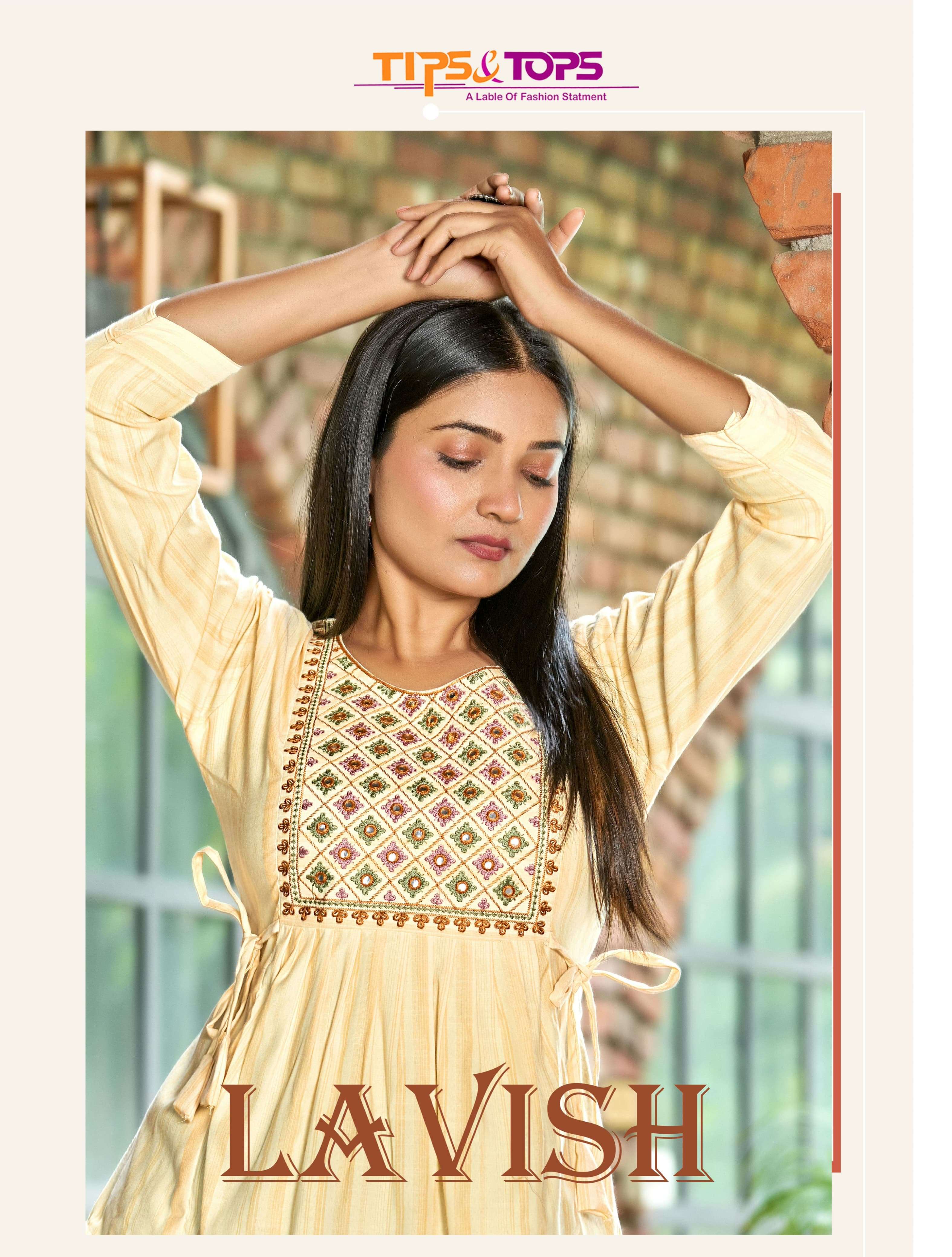 LAVISH PREMIUM LINING REYON EMBROIDERY FANCY SHORT TOPS BY TIPS AND TOPS BRAND WHOLESALER AND DEALER
