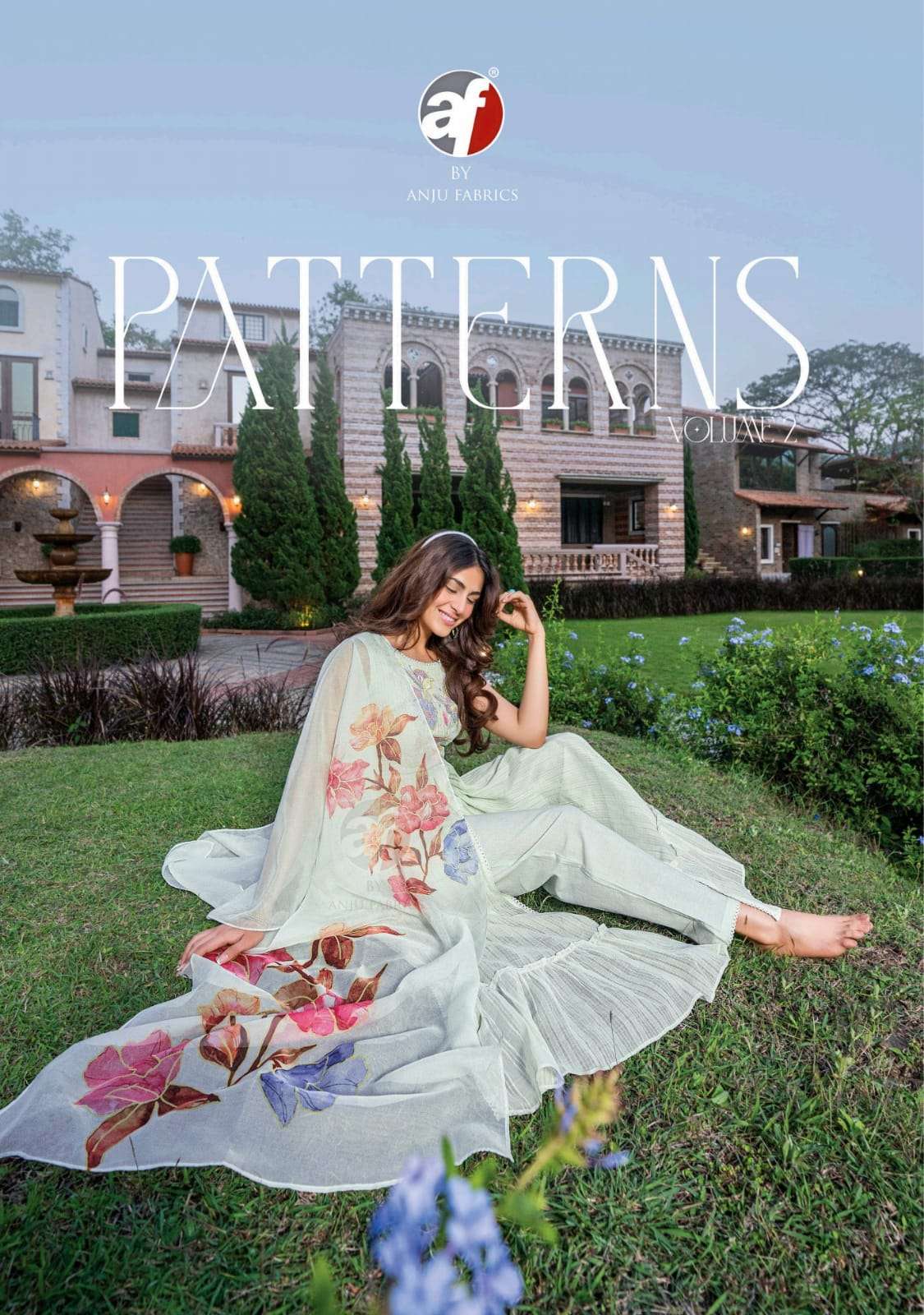 PATTERNS VOL 2 MUL COTTON MULTY COLOR THREAD EMBROIDERY HANDWORK KURTI WITH PANT AND ORGANZA DIGITAL...