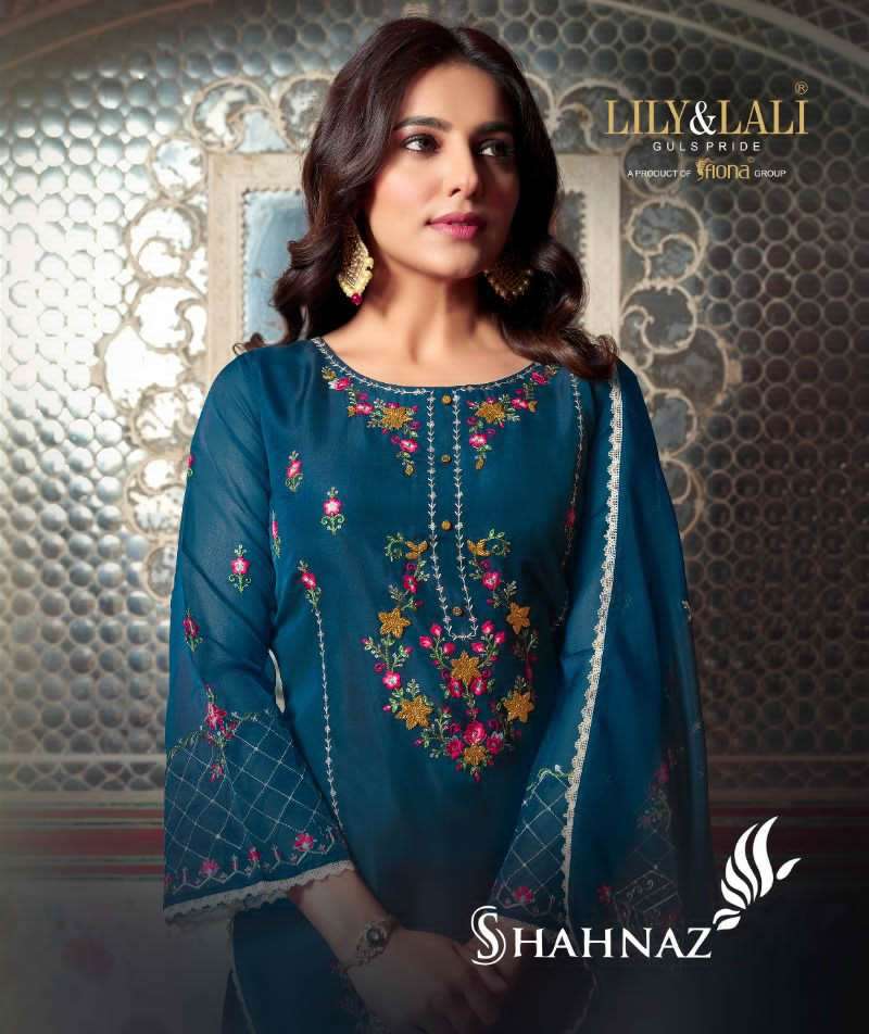 SHAHNAZ PURE ORGANZA EMBROIDERY AND HANDWORK KURTI WITH VISCOSE PANT AND ORGANZA DUPATTA BY LILY LAL...