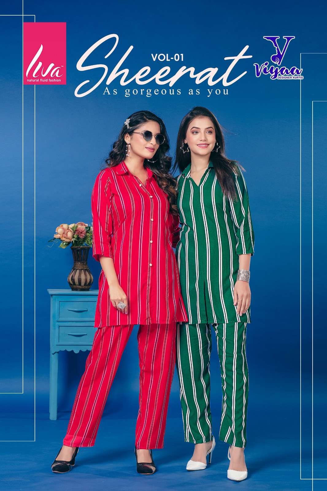 SHEERAT VOL 1 FINEST QUALITY OF PURE REYON LIVA APPROVAL FANCY CO ORD SET BY VIYAA DESIGNER BRAND WH...