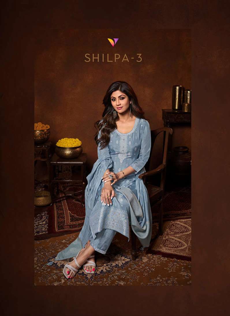 SHILPA VOL 3 PURE VISCOSE DOLA JACQUARD KURTI WITH SANTOON PANT AND  PURE VISCOSE WITH ZARI DUPATTA ...