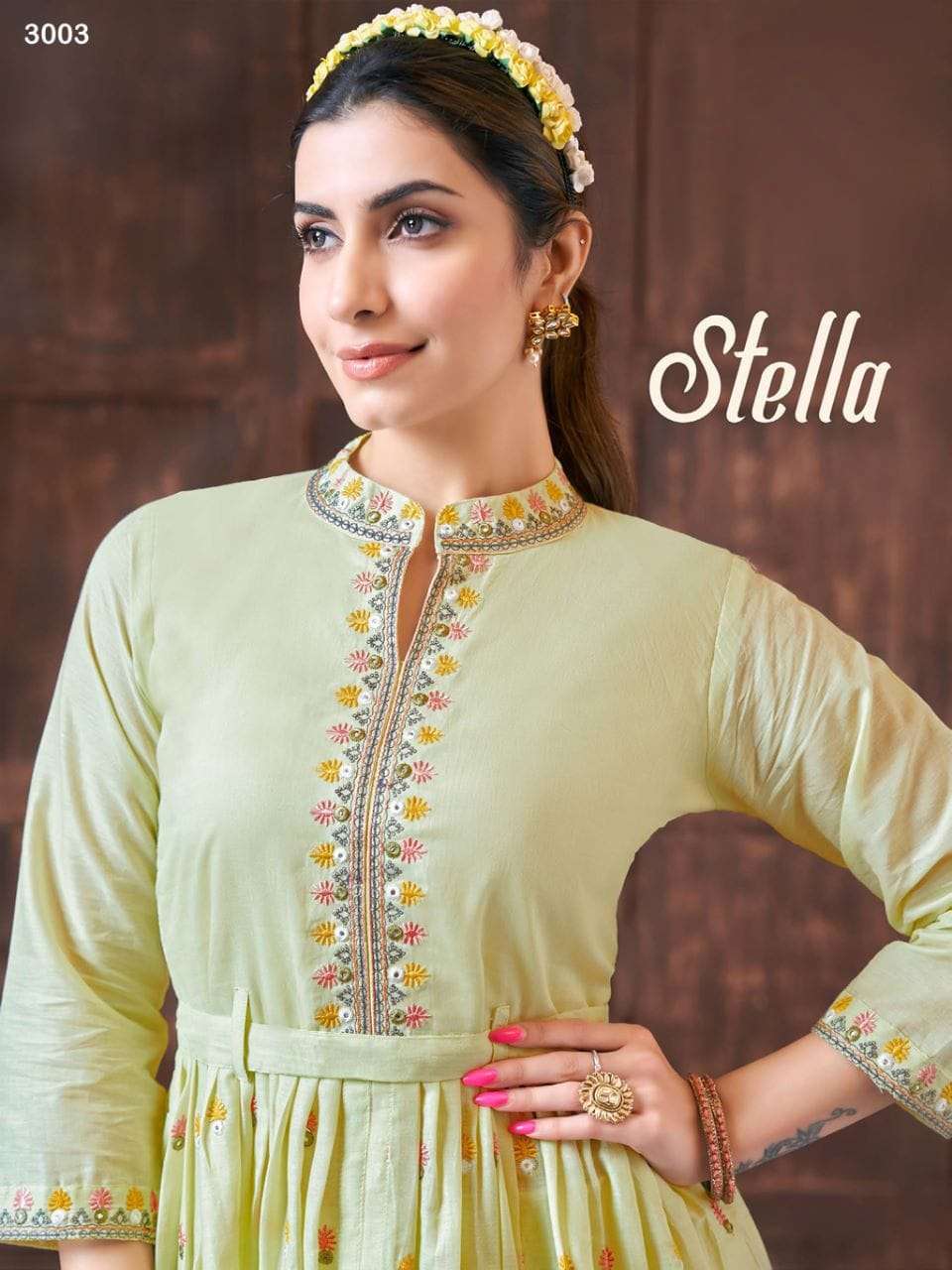 STELLA MULL COTTON EMBROIDERY WORK DESIGNER CO-ORD SETS BY S3FOREVER BRAND WHOLESALER AND DEALER