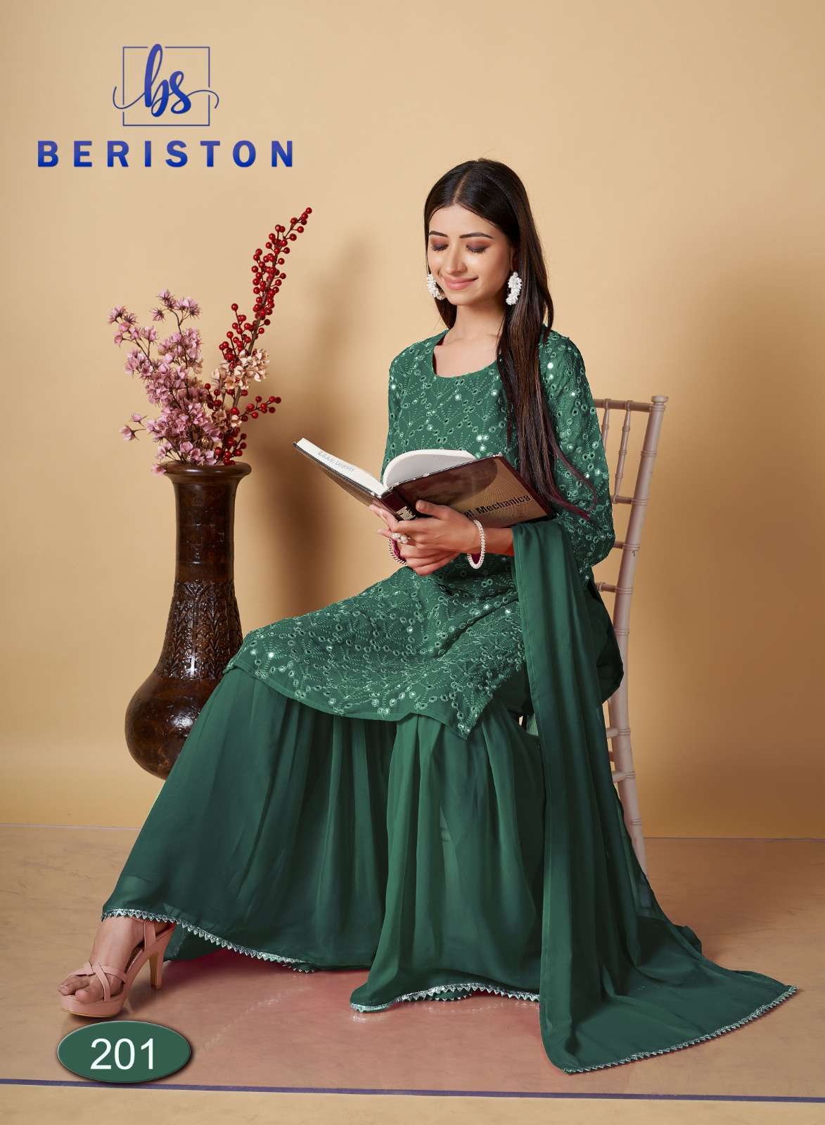 BS VOL 2 GEORGETTE HEAVY SEQUENCE WORK KURTI WITH SHARARA AND DUPATTA BY BERISTONE BRAND WHOLESALER ...