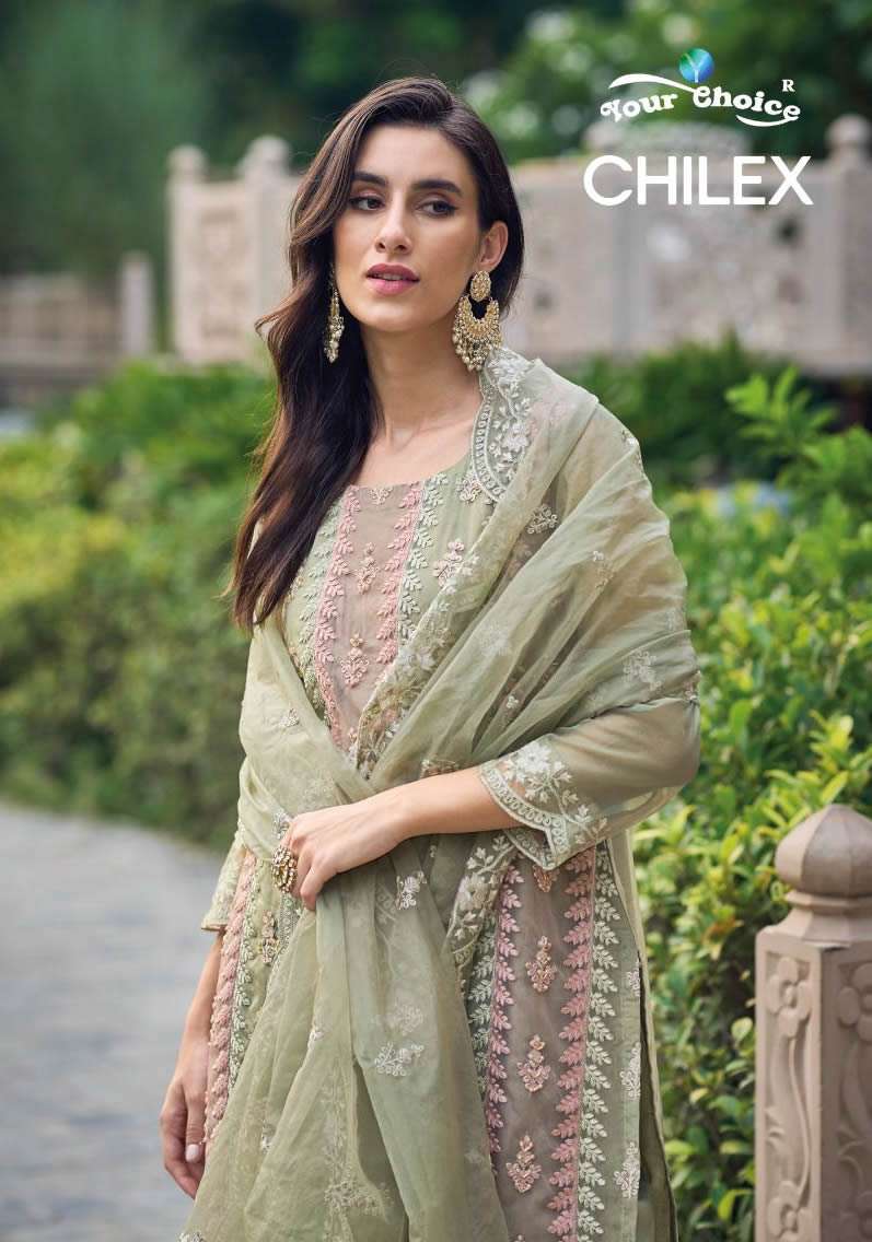 CHILEX SOFT ORGENJA HANDWORK KURTI WITH PURE ROMAN SILK  PANT AND SOFT ORGENGA DUPATTA BY YOUR CHOIC...