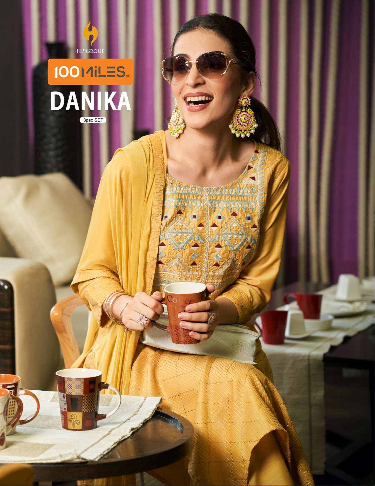 DANIKA FANCY BLEND SCHIFFLI HEAVY EMBROIDERY WORK KURTI WITH PANT AND DUPATTA WITH LACE BY 100MILES ...