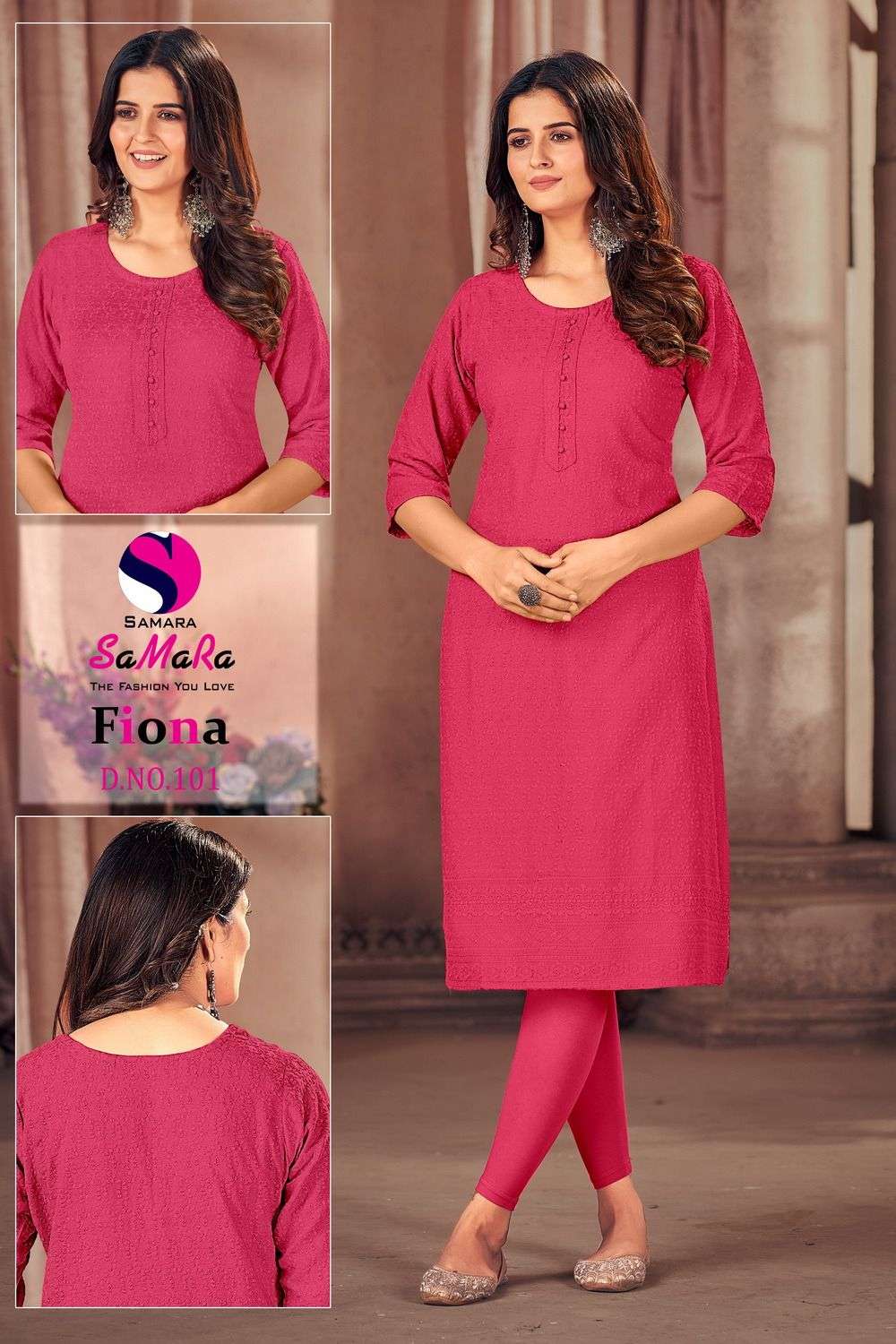 FIONA RAYON SHIFFLI WORK KURTI BY SAMARA BRAND WHOLESALER AND DEALER