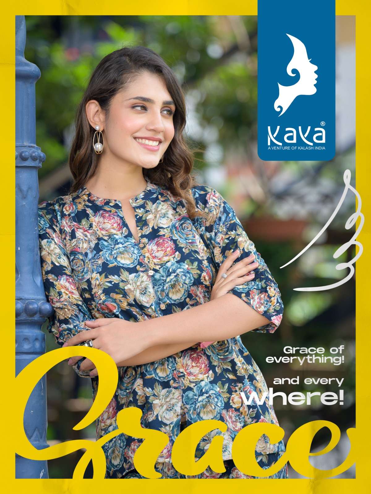 GRACE RAYON FOIL PRINTS DESIGNER CO ORD SET BY KAYA KURTI BRAND WHOLESALER AND DEALER