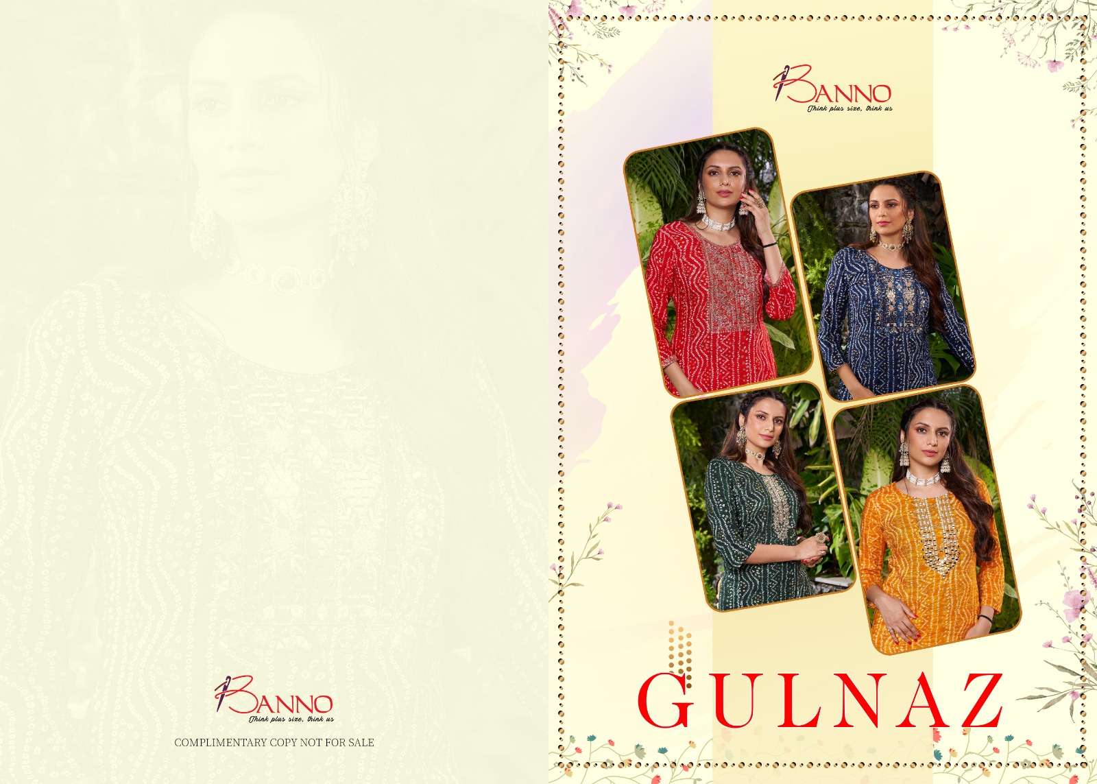 GULNAZ HEAVY MODAL RAYON BANDHANI PRINTED BEAUTIFUL THREAD AND MIRROR WORK KURTI BY BANNO BRAND WHOL...