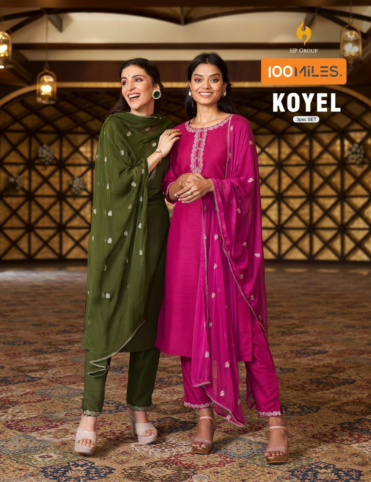 KOYAL FANCY BLEND EMBROIDERY WORK KURTI WITH PANT AND DUPATTA BY 100MILES BRAND WHOLESALER AND DEALE...