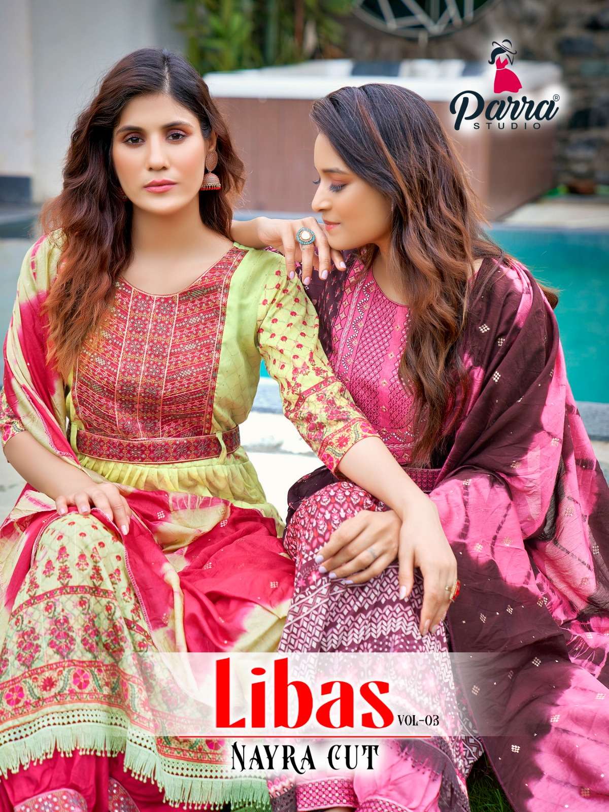 LIBAS NAYRA CUT VOL 3 SILK DEGITAL PRINT EMBROIDERY SEQUENCE WORK KURTI WITH  AFGHANI BOTTOM AND SEQ...