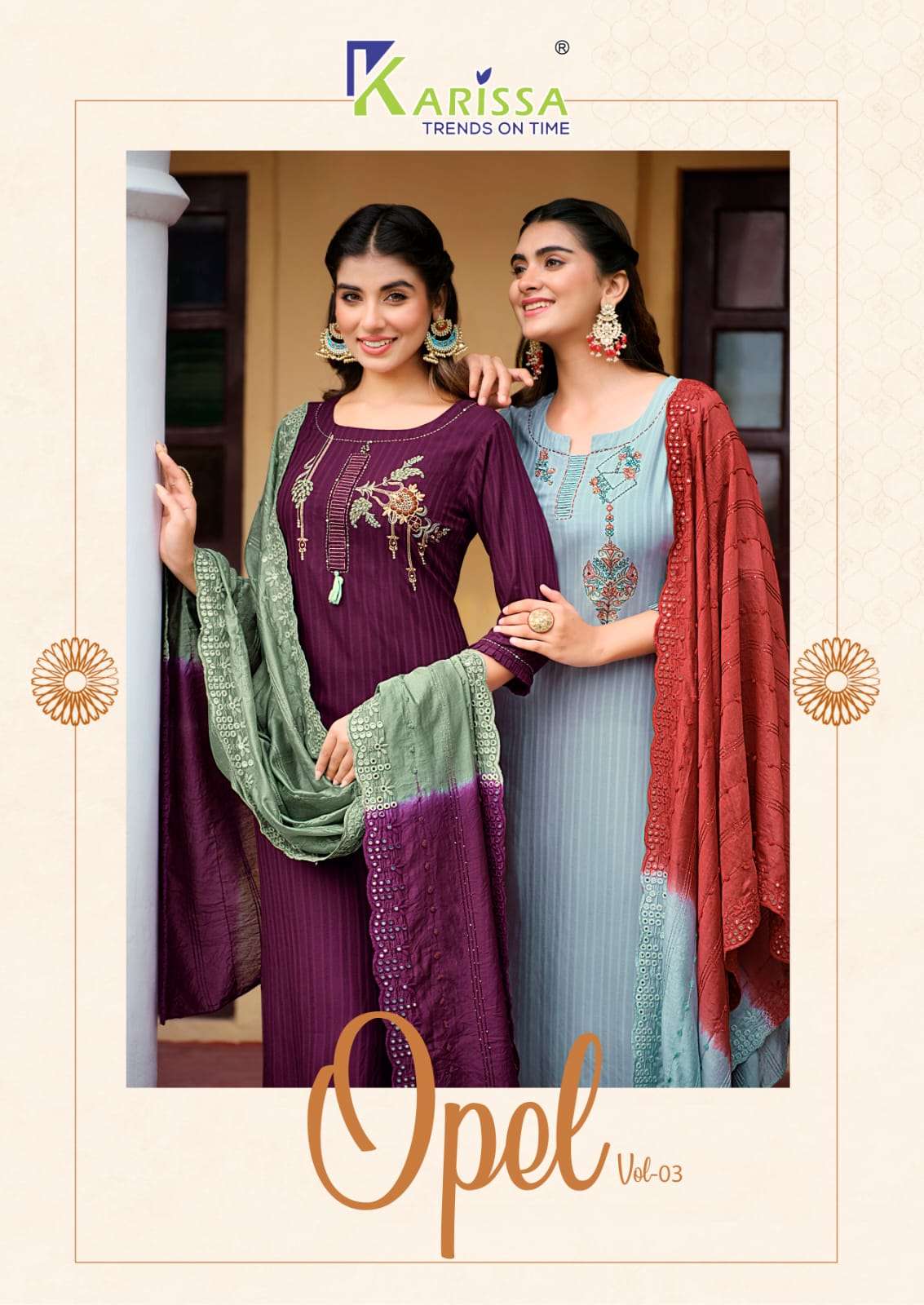 OPEL VOL 3 LIVA TAG VISCOSE RAYON WEAVING THREAD AND HANDWORK KURTI WITH PANT AND NYLON VISCOSE SEQU...