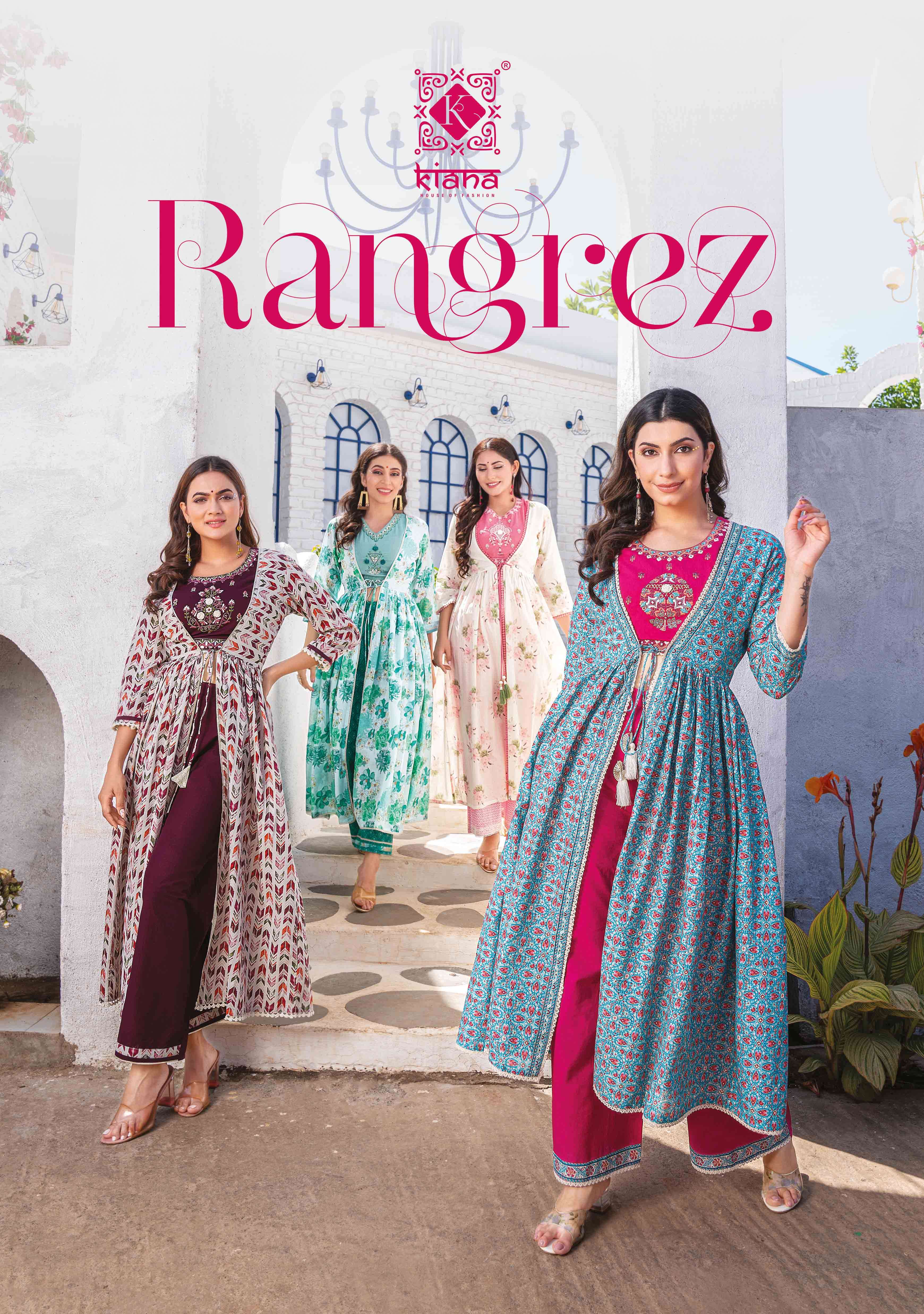 RANGREZ COTTON CROP TOP WITH THREAD EMBROIDERY AND HANDWORK WITH PLAZZO AND MAL MAL PRINTED JACKET B...