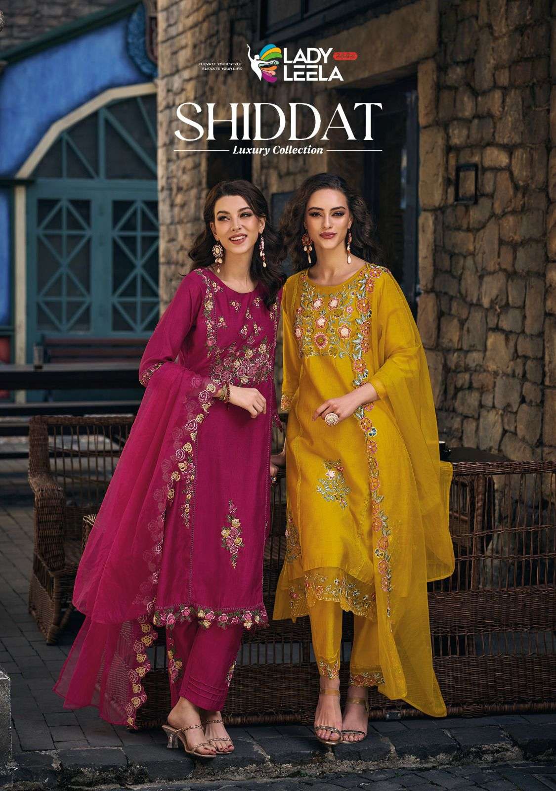 SHIDDAT PURE VISCOSE HEAVY HANDWORK AND EMBROIDERY WORK KURTI WITH PANT AND ORGANZA CUT WORK DUPATTA...